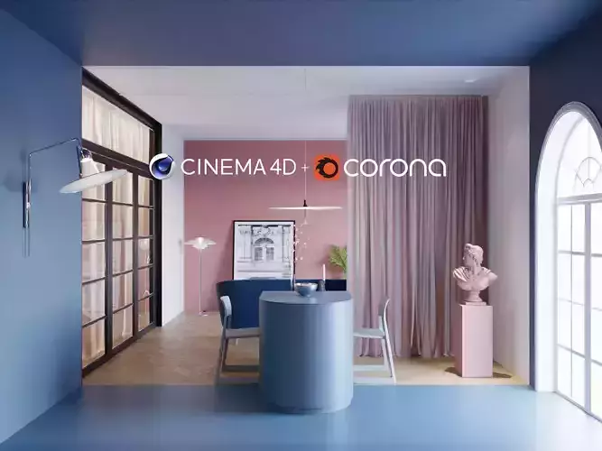 01- Modern Livingroom Interior scene - C4D and Corona Renderer 