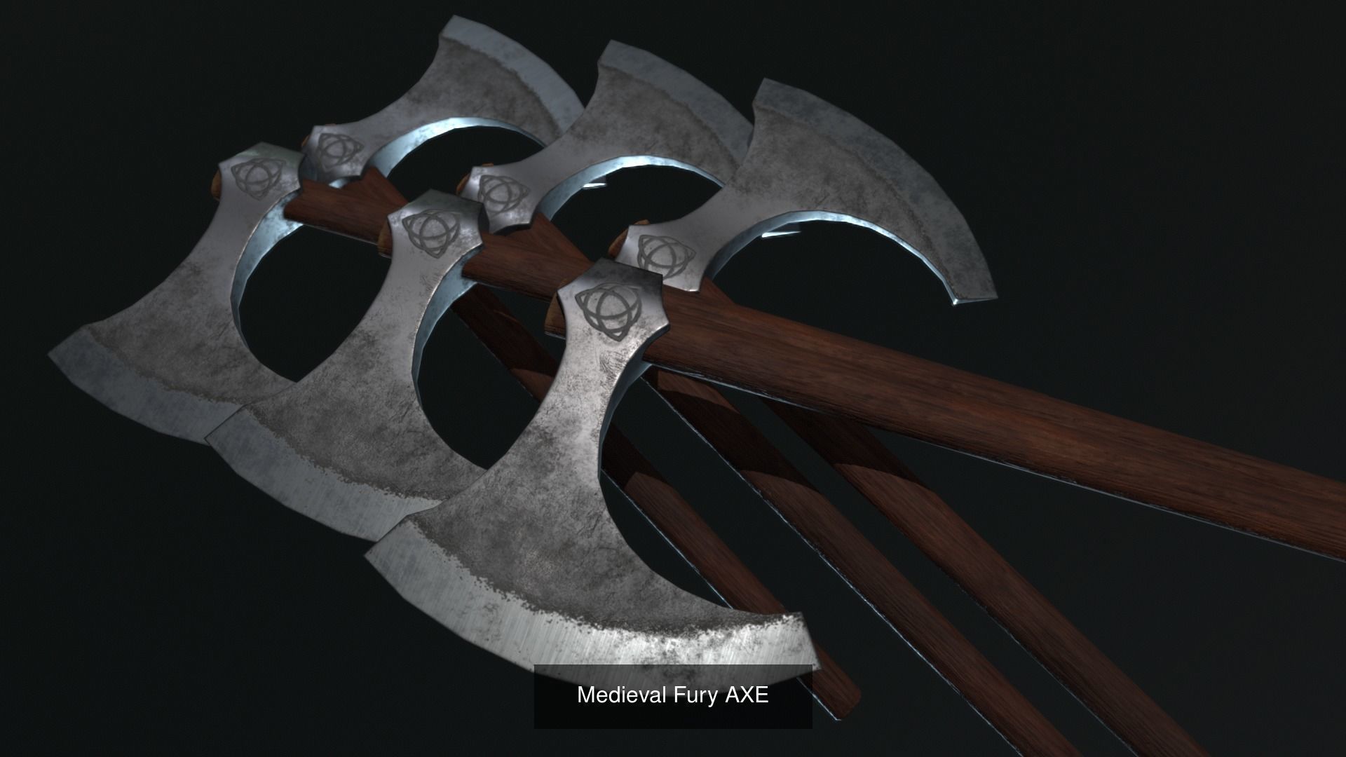 Collection of Viking weapons ax and shield _1