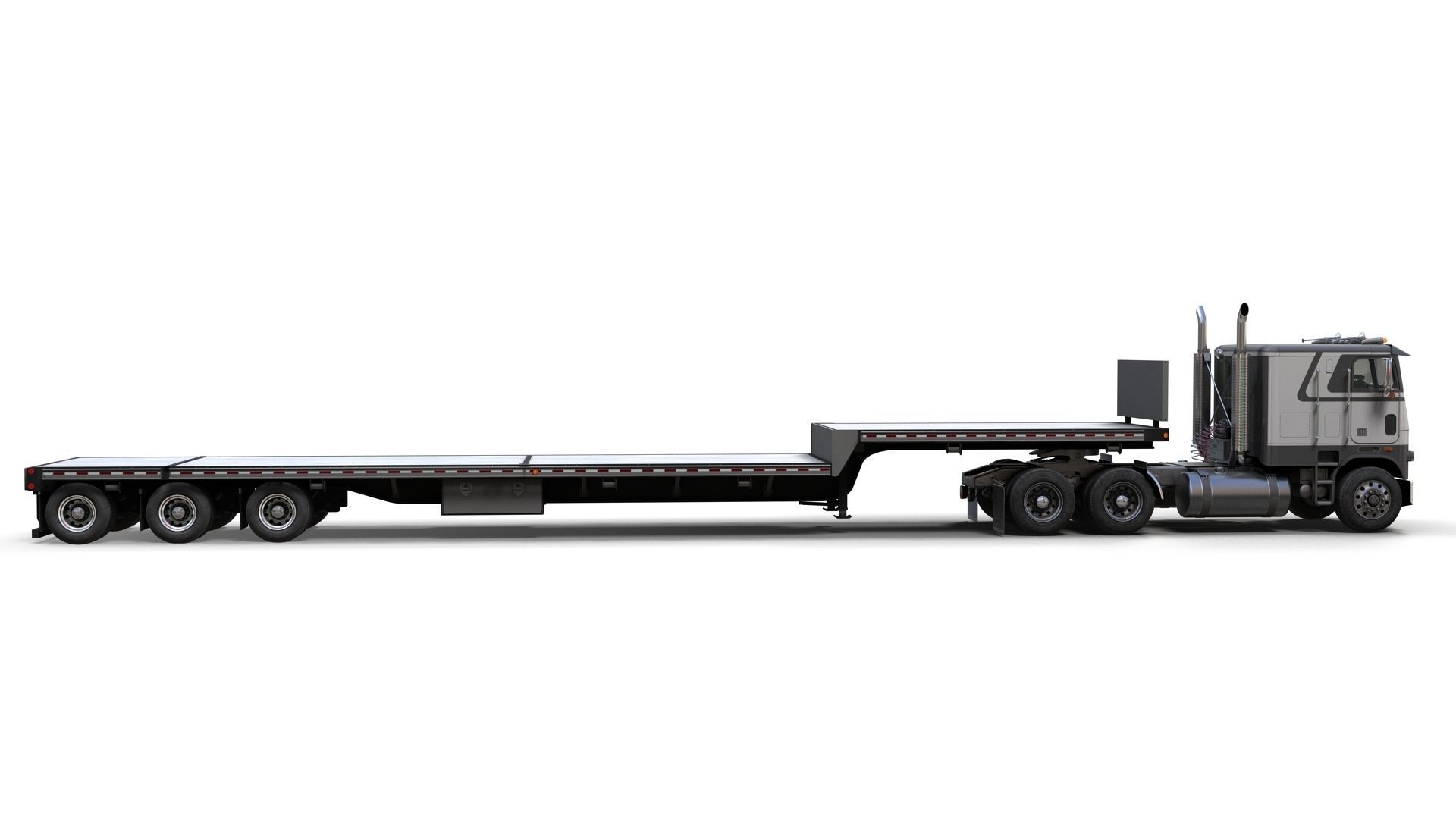 Freightliner FLT dropdeck trailer Low-poly 3D model_6