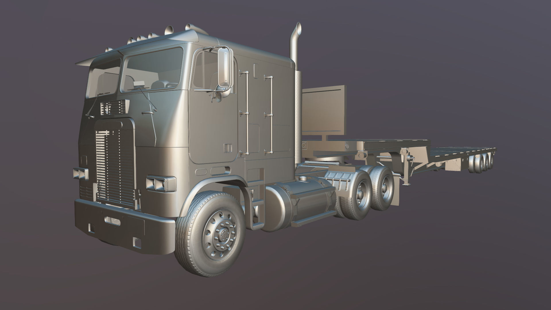 Freightliner FLT dropdeck trailer Low-poly 3D model_36