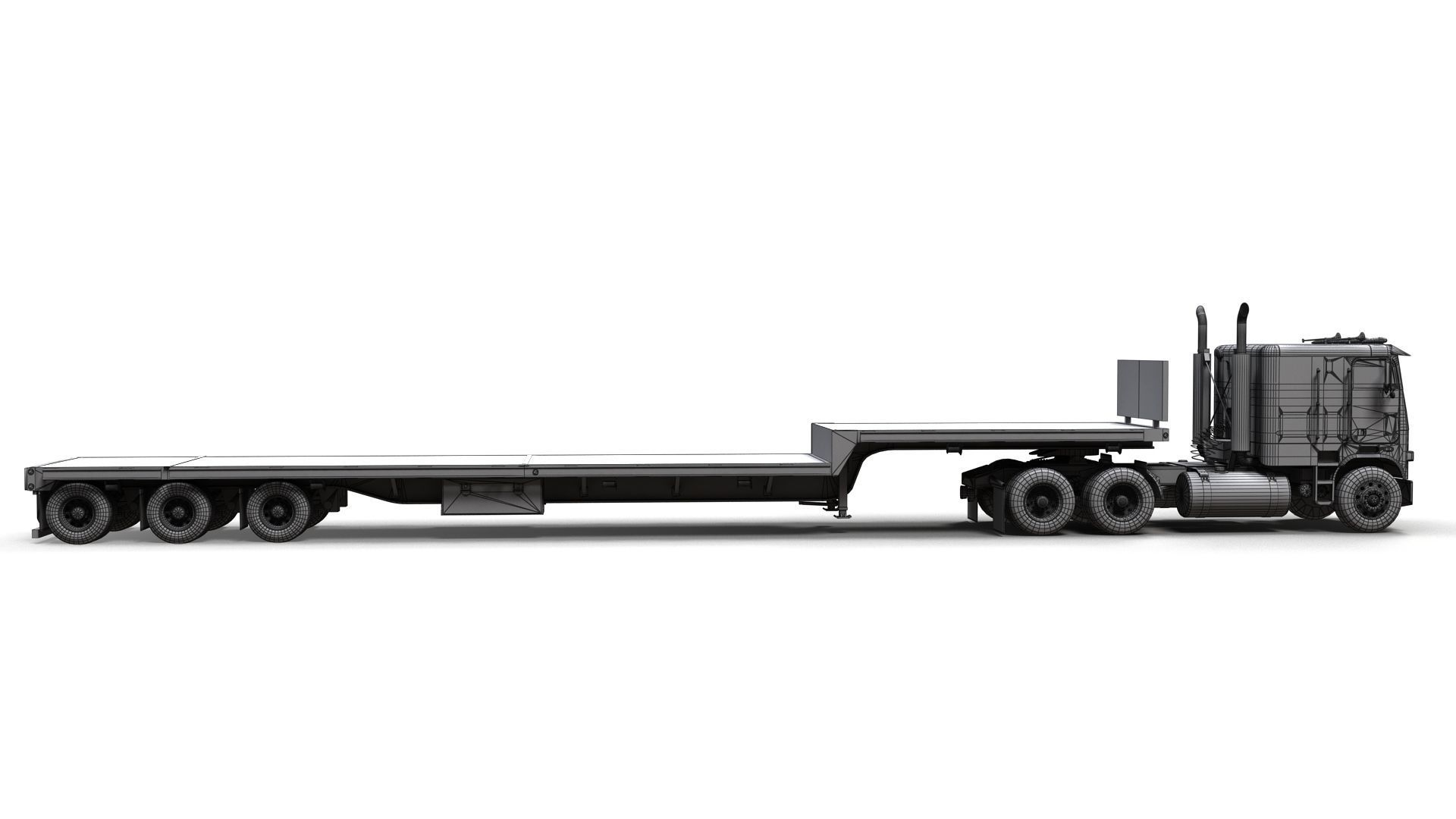 Freightliner FLT dropdeck trailer Low-poly 3D model_19