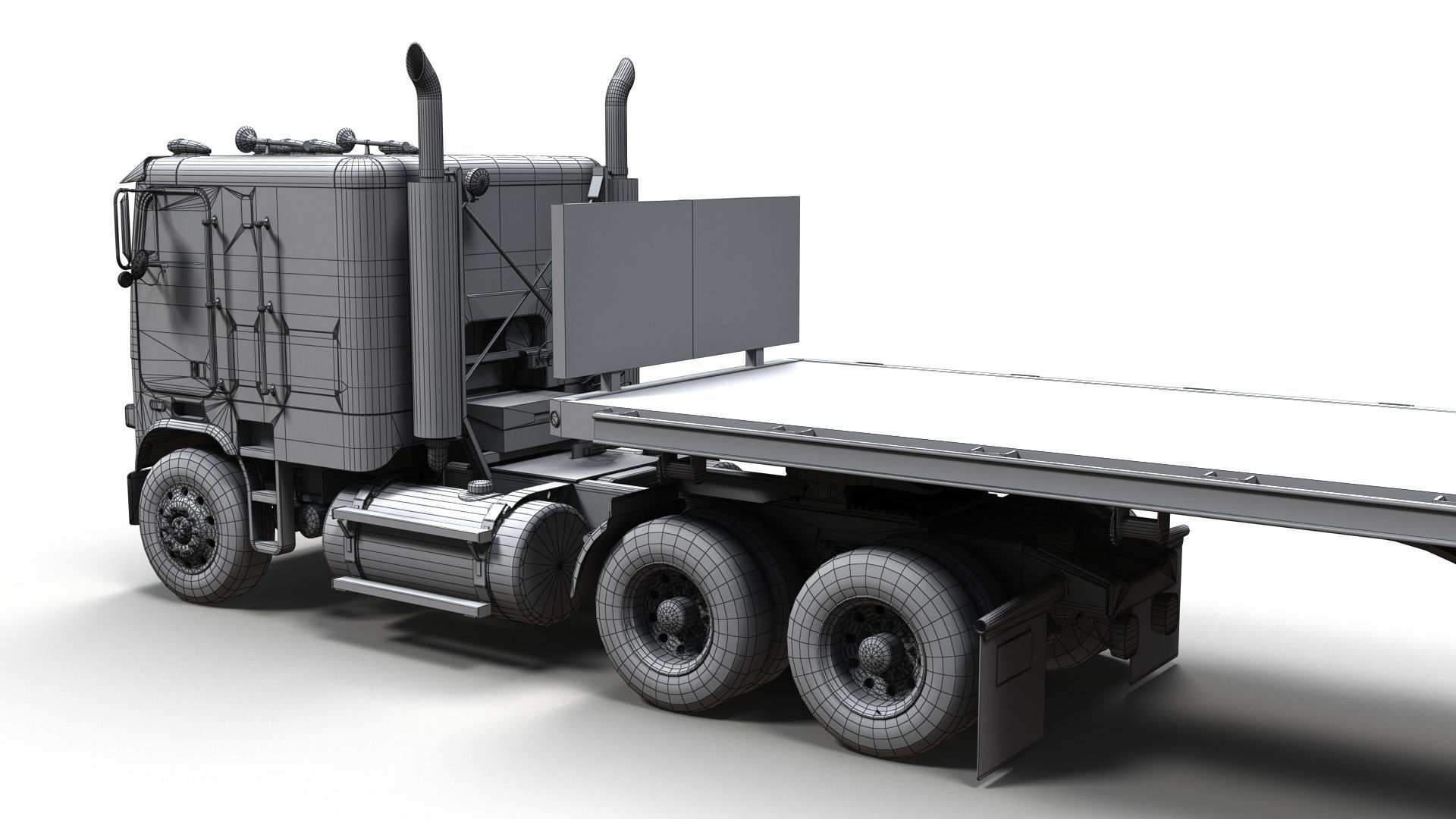 Freightliner FLT dropdeck trailer Low-poly 3D model_17