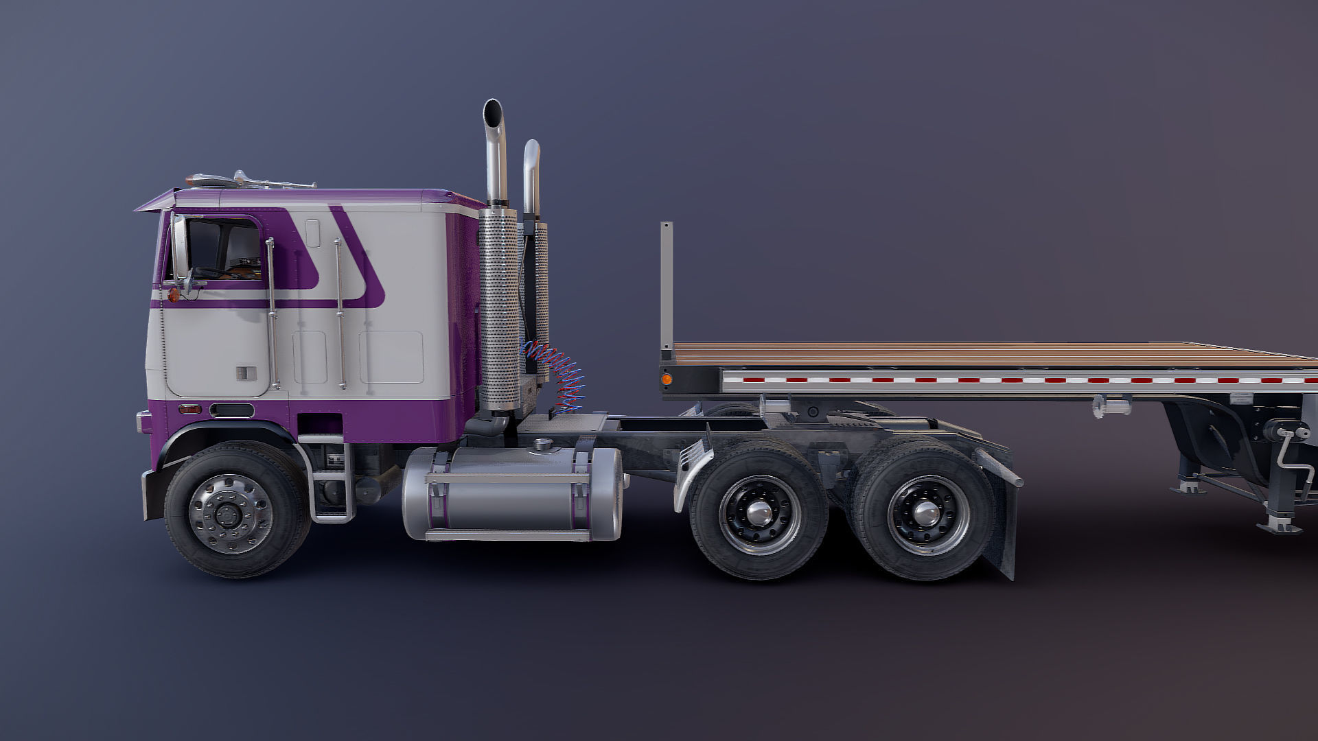 Freightliner FLT dropdeck trailer Low-poly 3D model_27