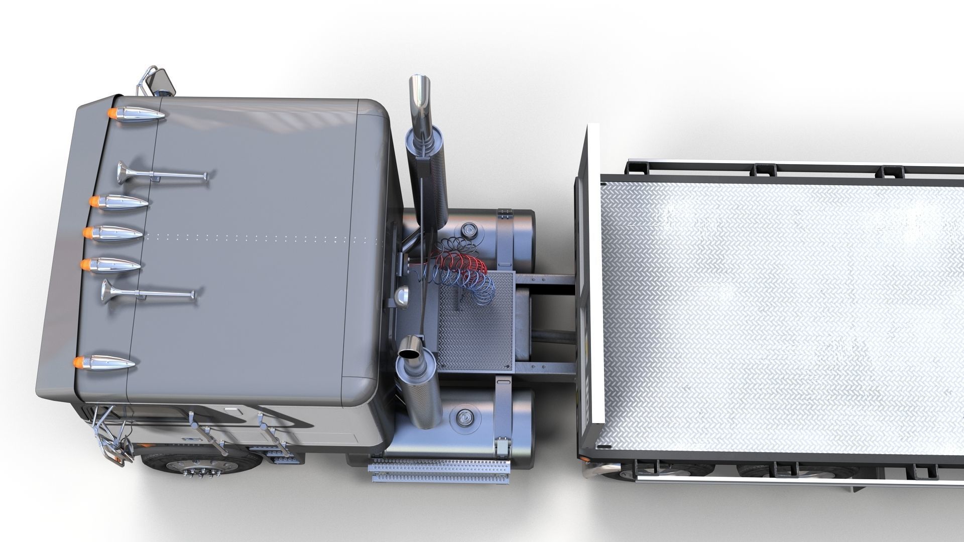 Freightliner FLT dropdeck trailer Low-poly 3D model_7