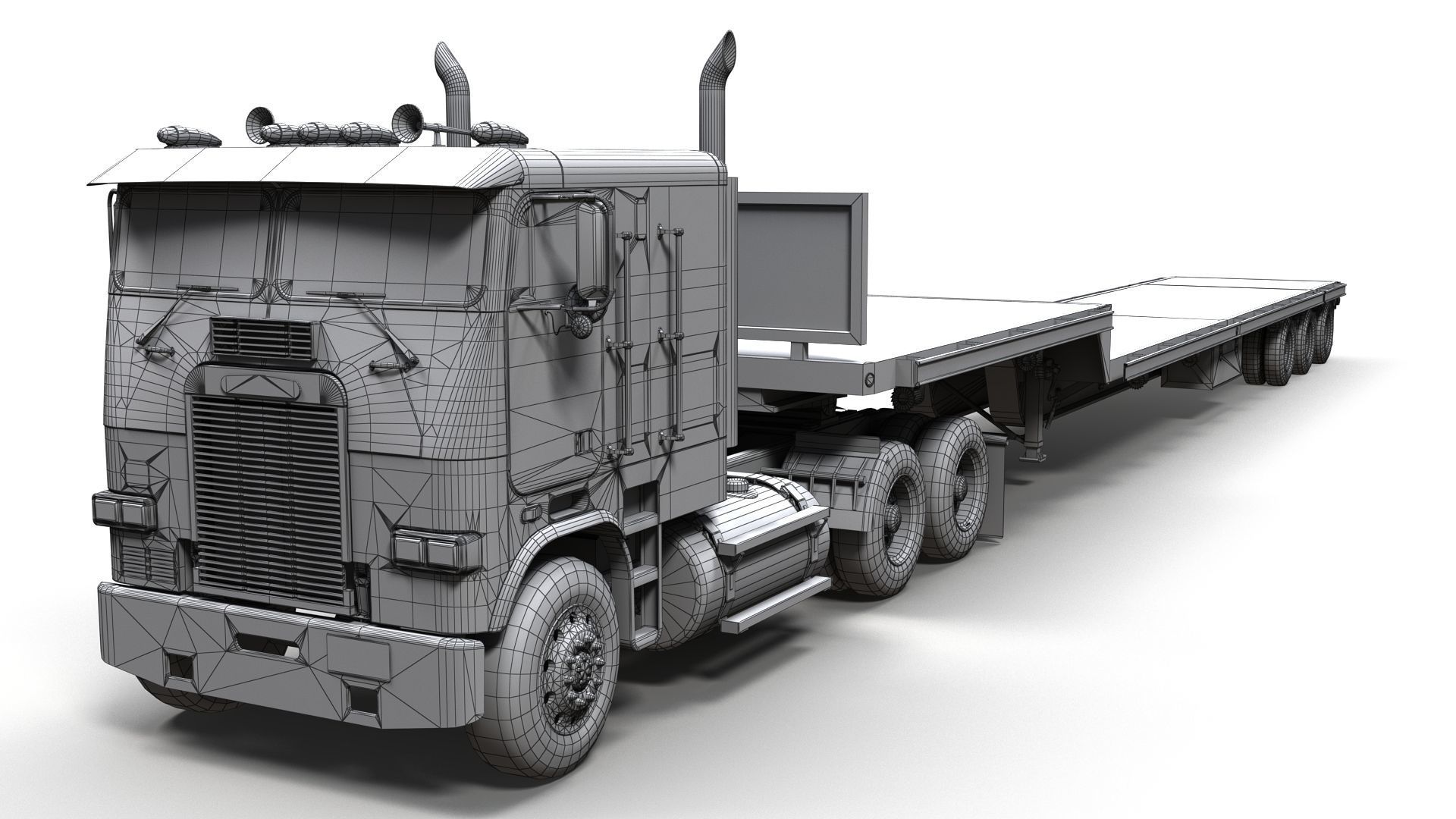 Freightliner FLT dropdeck trailer Low-poly 3D model_14