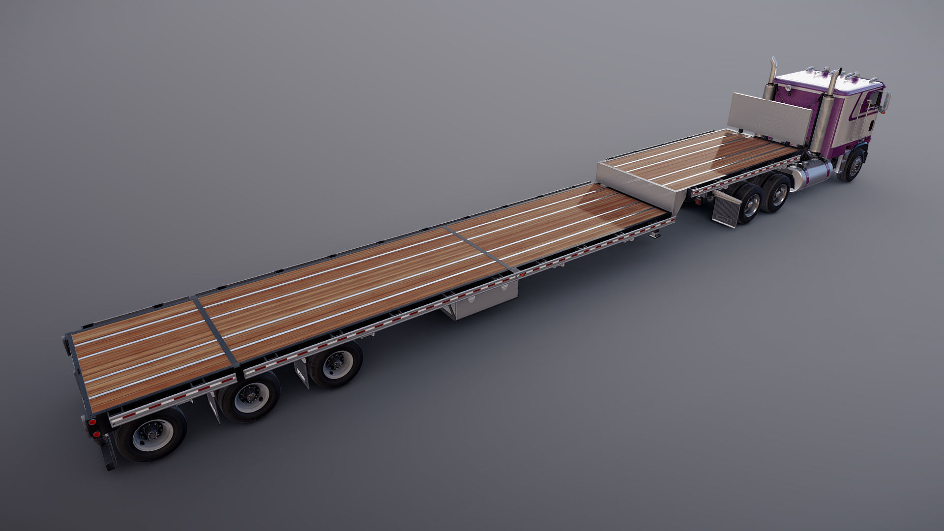 Freightliner FLT dropdeck trailer Low-poly 3D model_25