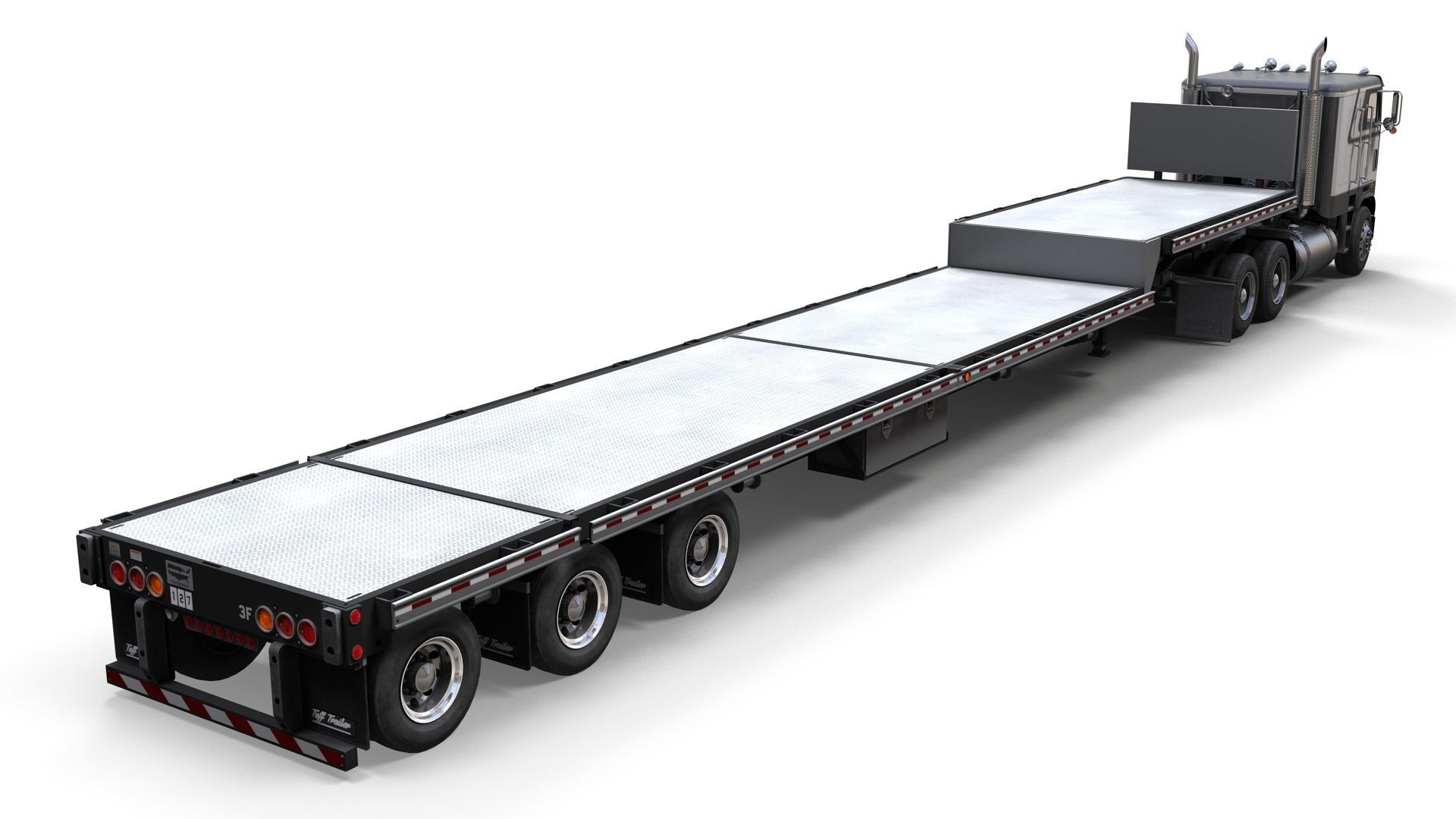 Freightliner FLT dropdeck trailer Low-poly 3D model_2
