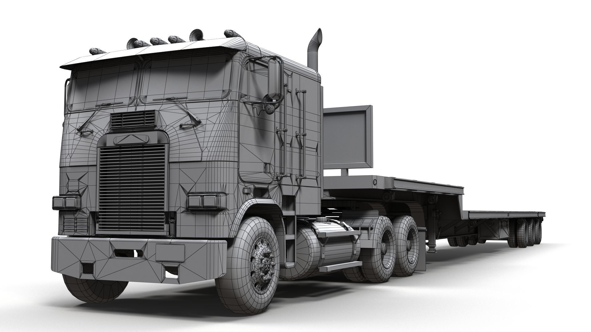 Freightliner FLT dropdeck trailer Low-poly 3D model_21