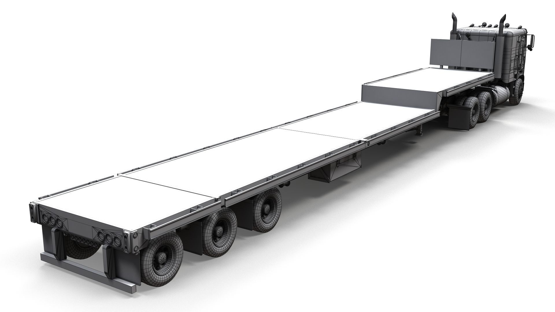 Freightliner FLT dropdeck trailer Low-poly 3D model_15