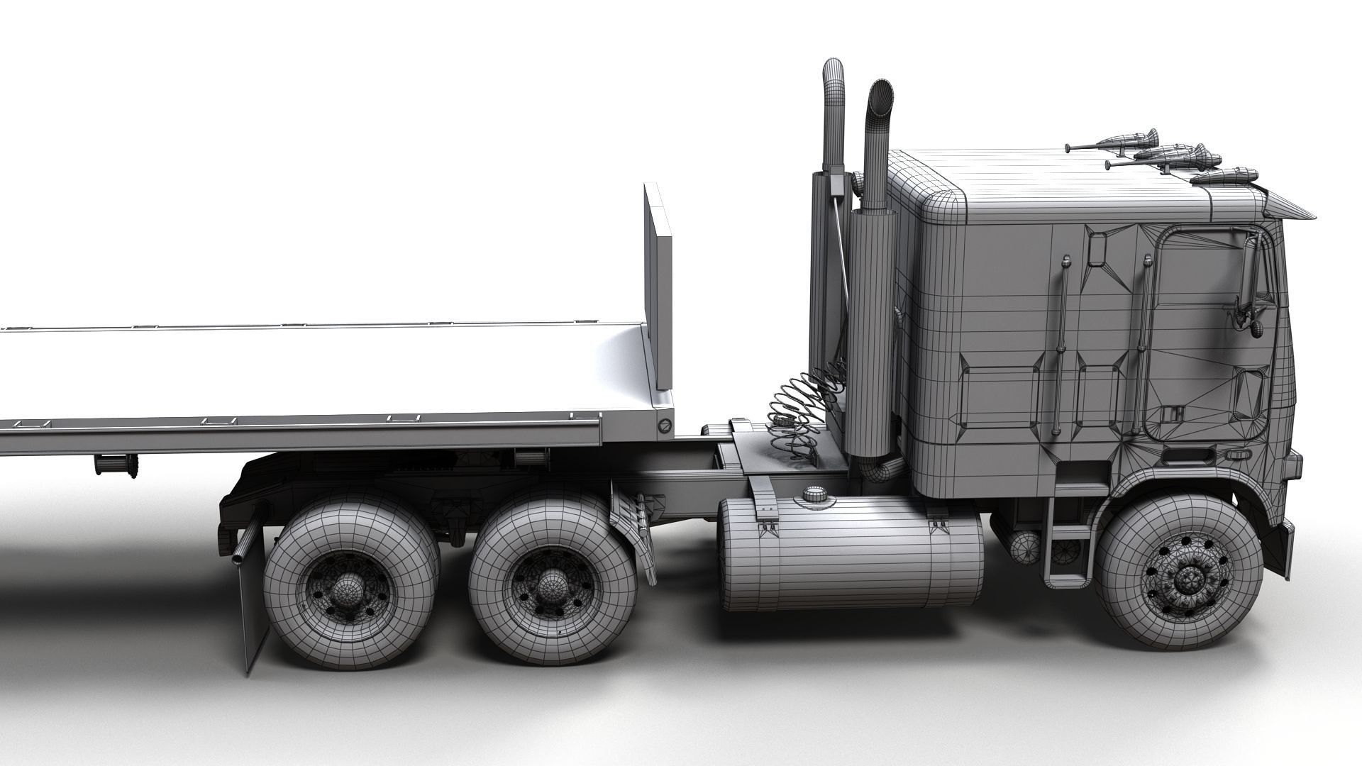Freightliner FLT dropdeck trailer Low-poly 3D model_16