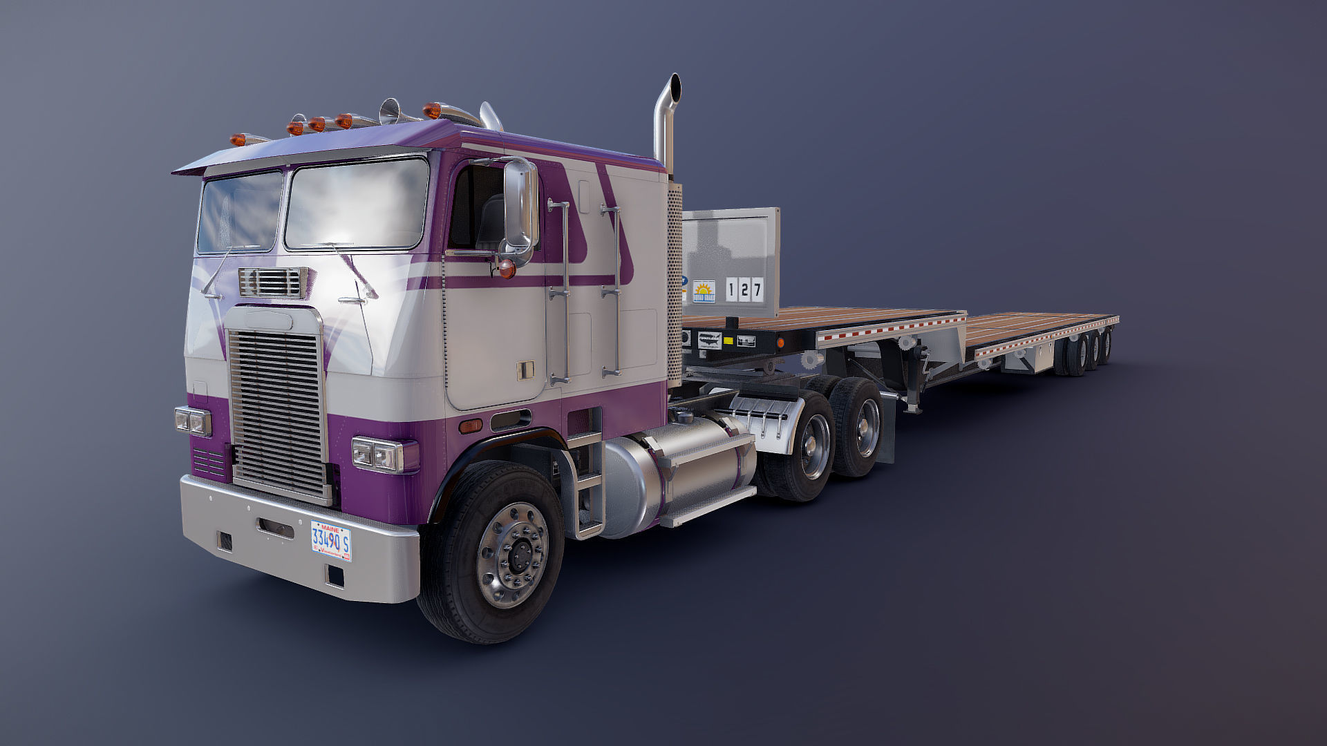 Freightliner FLT dropdeck trailer Low-poly 3D model_22
