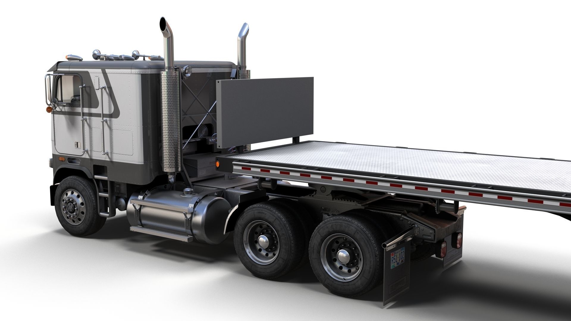 Freightliner FLT dropdeck trailer Low-poly 3D model_4