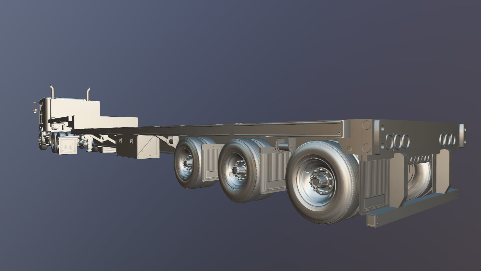 Freightliner FLT dropdeck trailer Low-poly 3D model_35