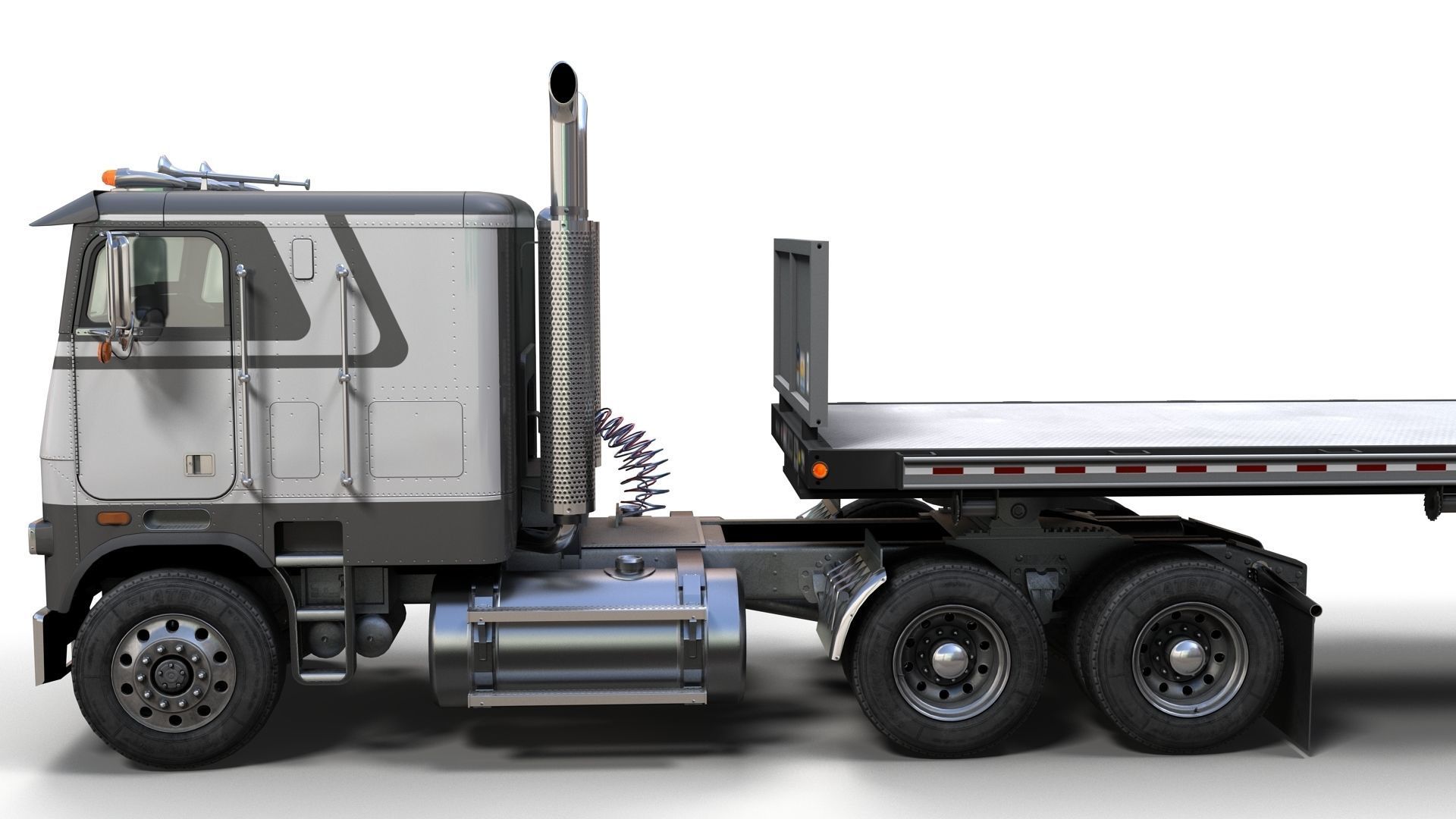 Freightliner FLT dropdeck trailer Low-poly 3D model_5