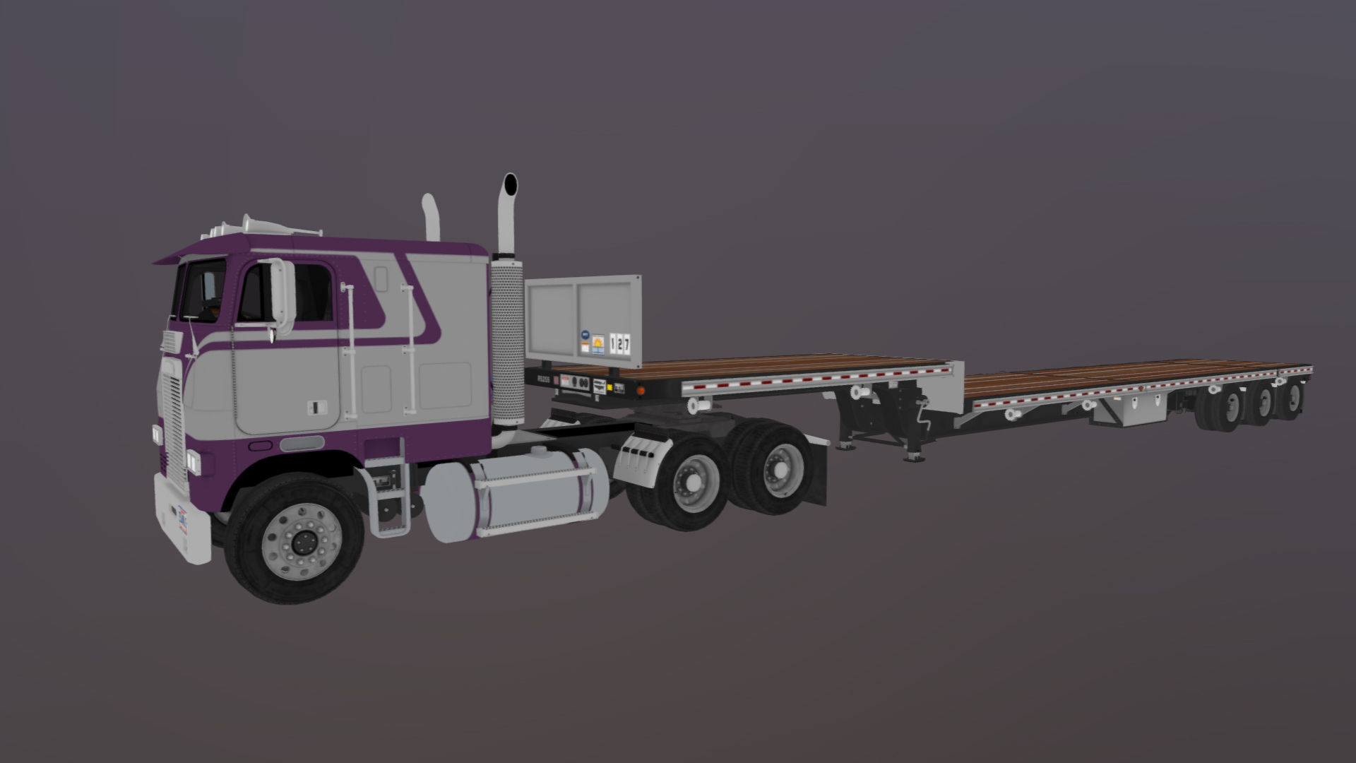 Freightliner FLT dropdeck trailer Low-poly 3D model_39