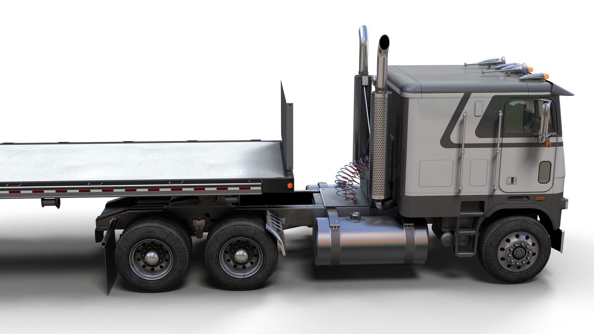 Freightliner FLT dropdeck trailer Low-poly 3D model_3