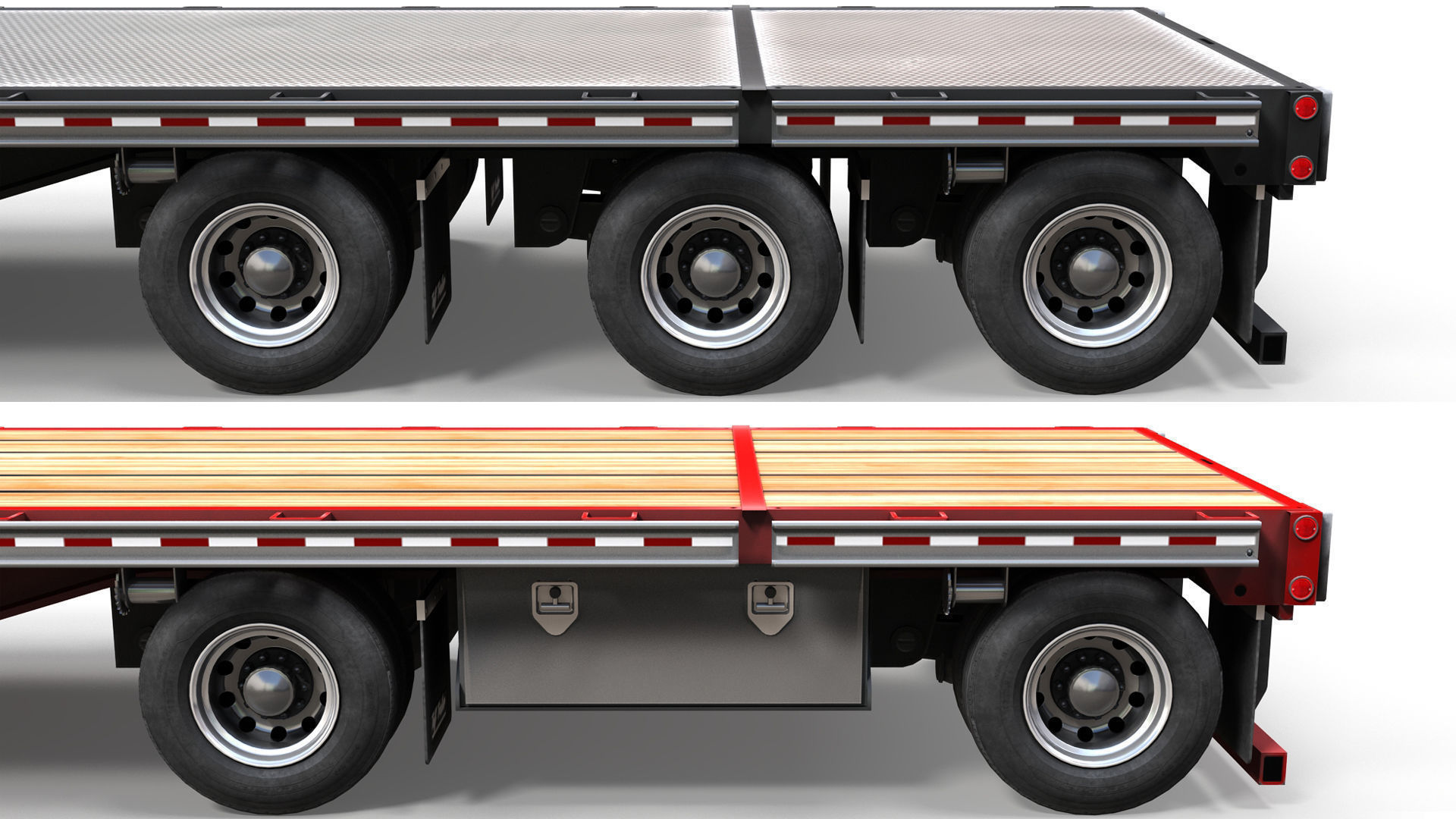 Freightliner FLT dropdeck trailer Low-poly 3D model_9