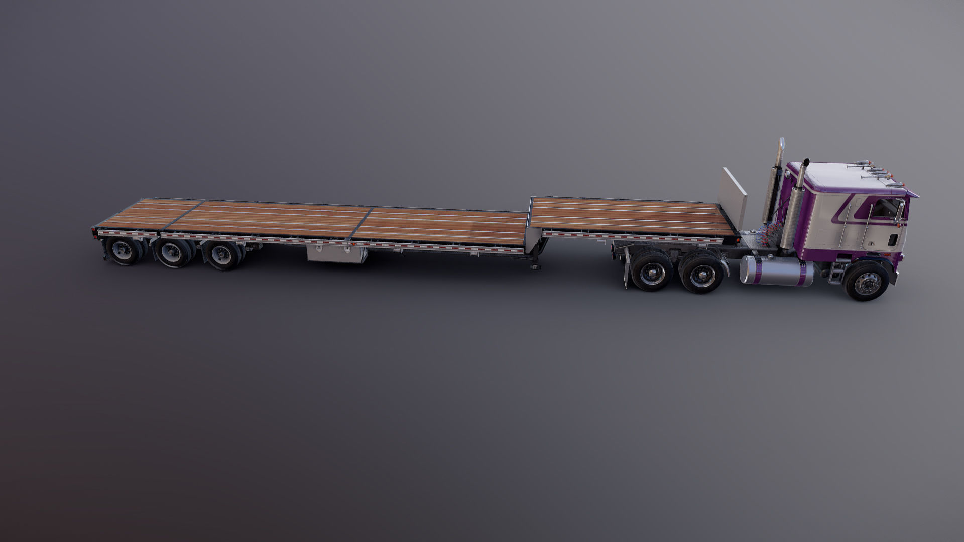Freightliner FLT dropdeck trailer Low-poly 3D model_24