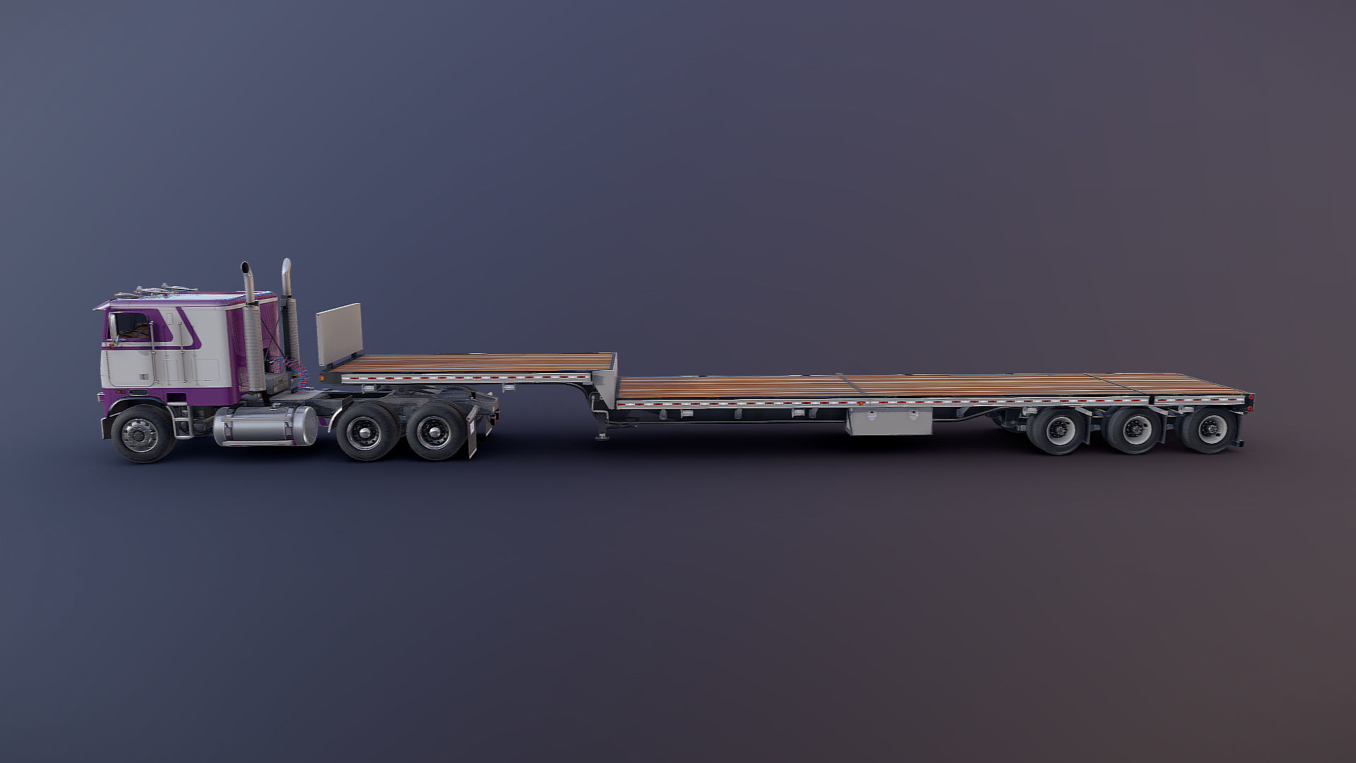 Freightliner FLT dropdeck trailer Low-poly 3D model_23
