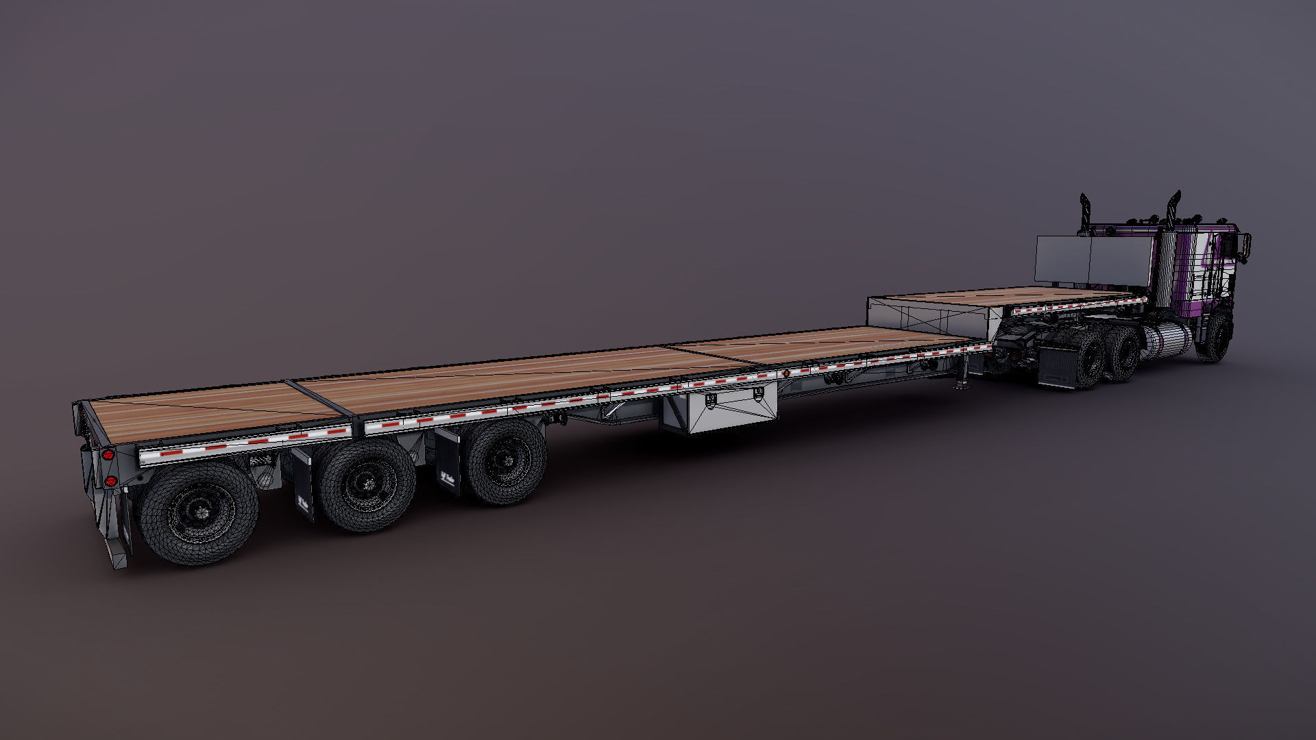 Freightliner FLT dropdeck trailer Low-poly 3D model_30