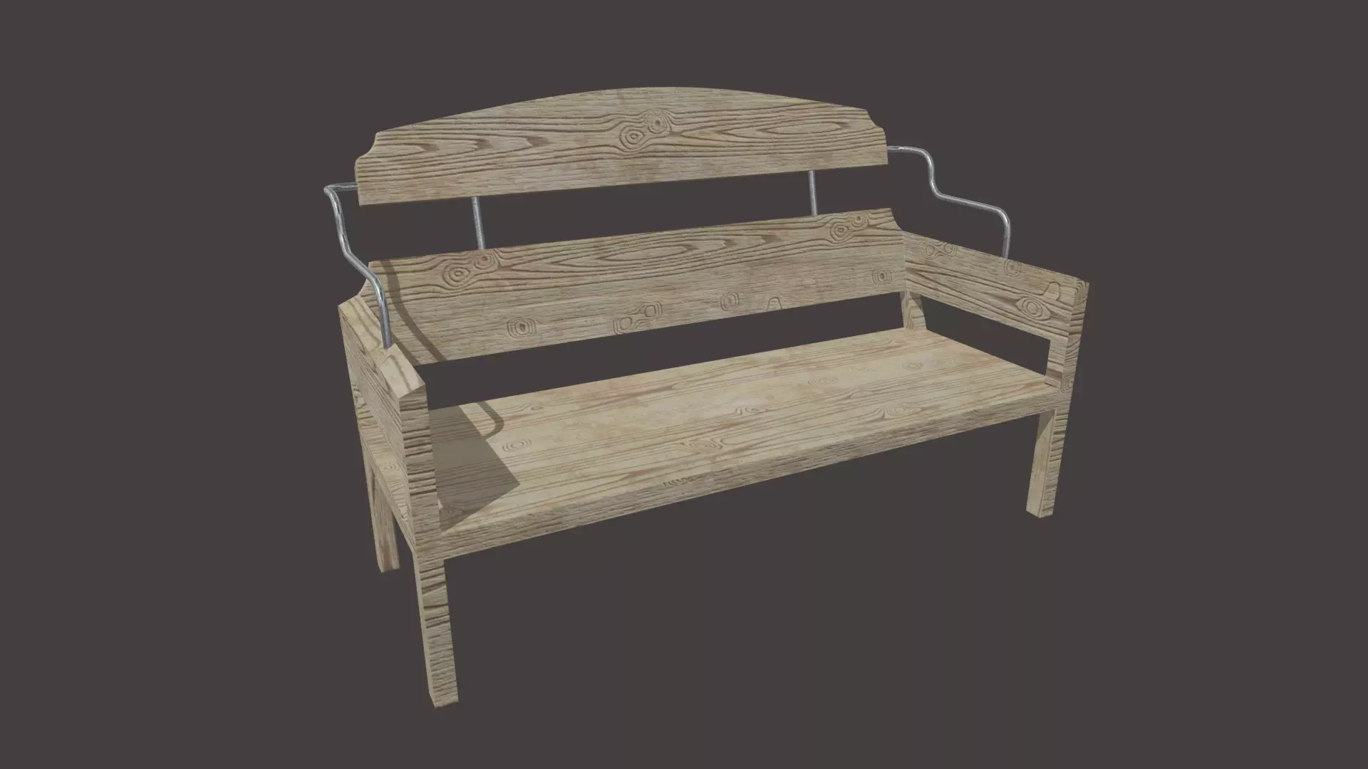 Low Poly White Wood Bench Low-poly 3D model
