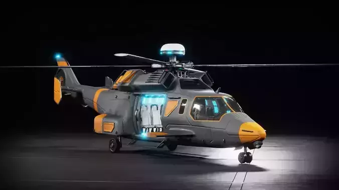 Sci-fi Helicopter Low-poly 3D model