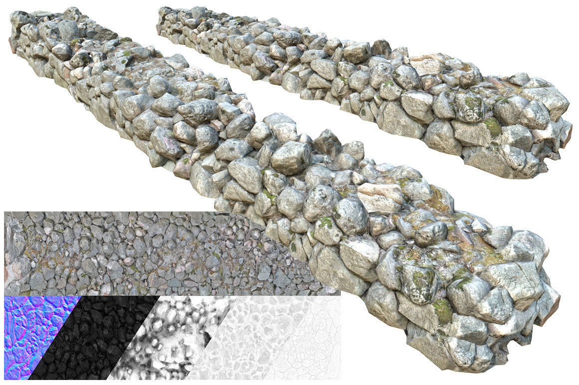 Walls Pack Low-poly 3D model_13