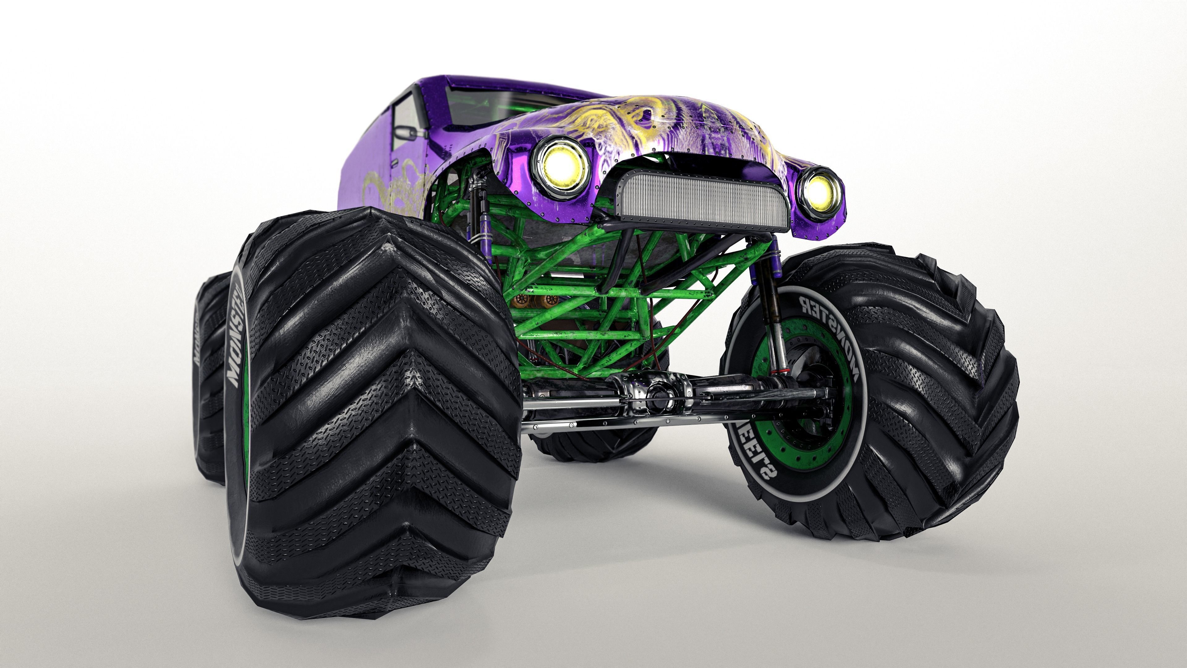 Monster Truck version 2 Low-poly 3D model_4
