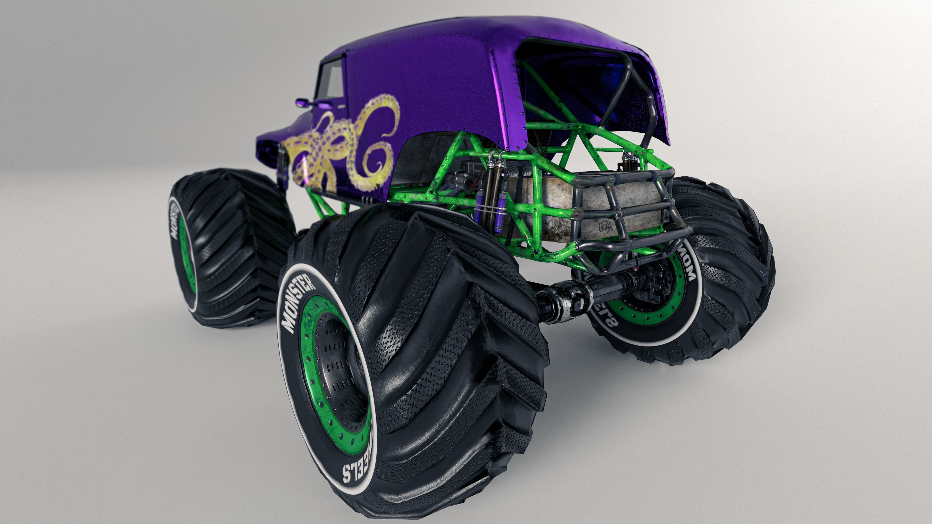 Monster Truck version 2 Low-poly 3D model_21