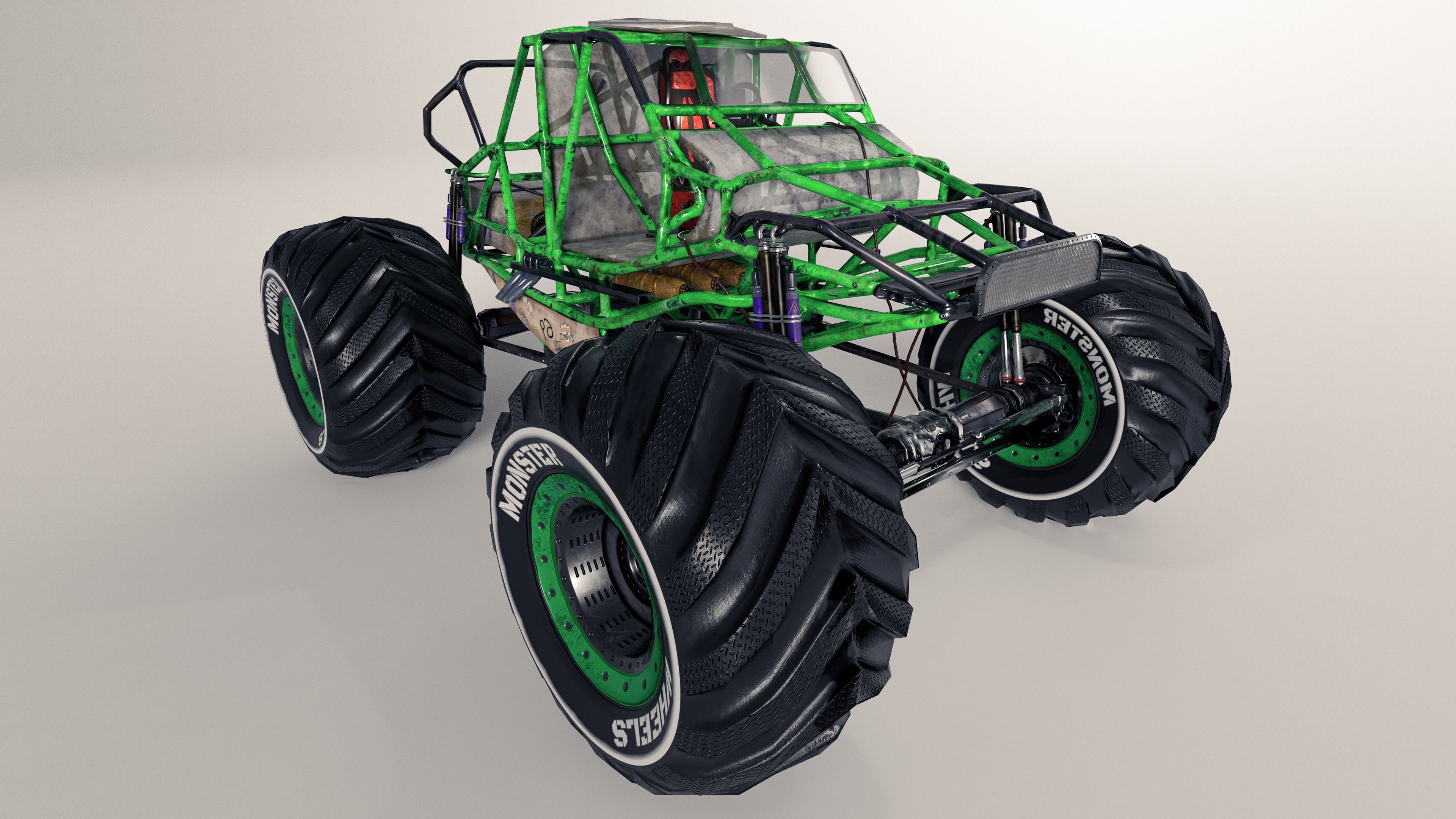 Monster Truck version 2 Low-poly 3D model_8