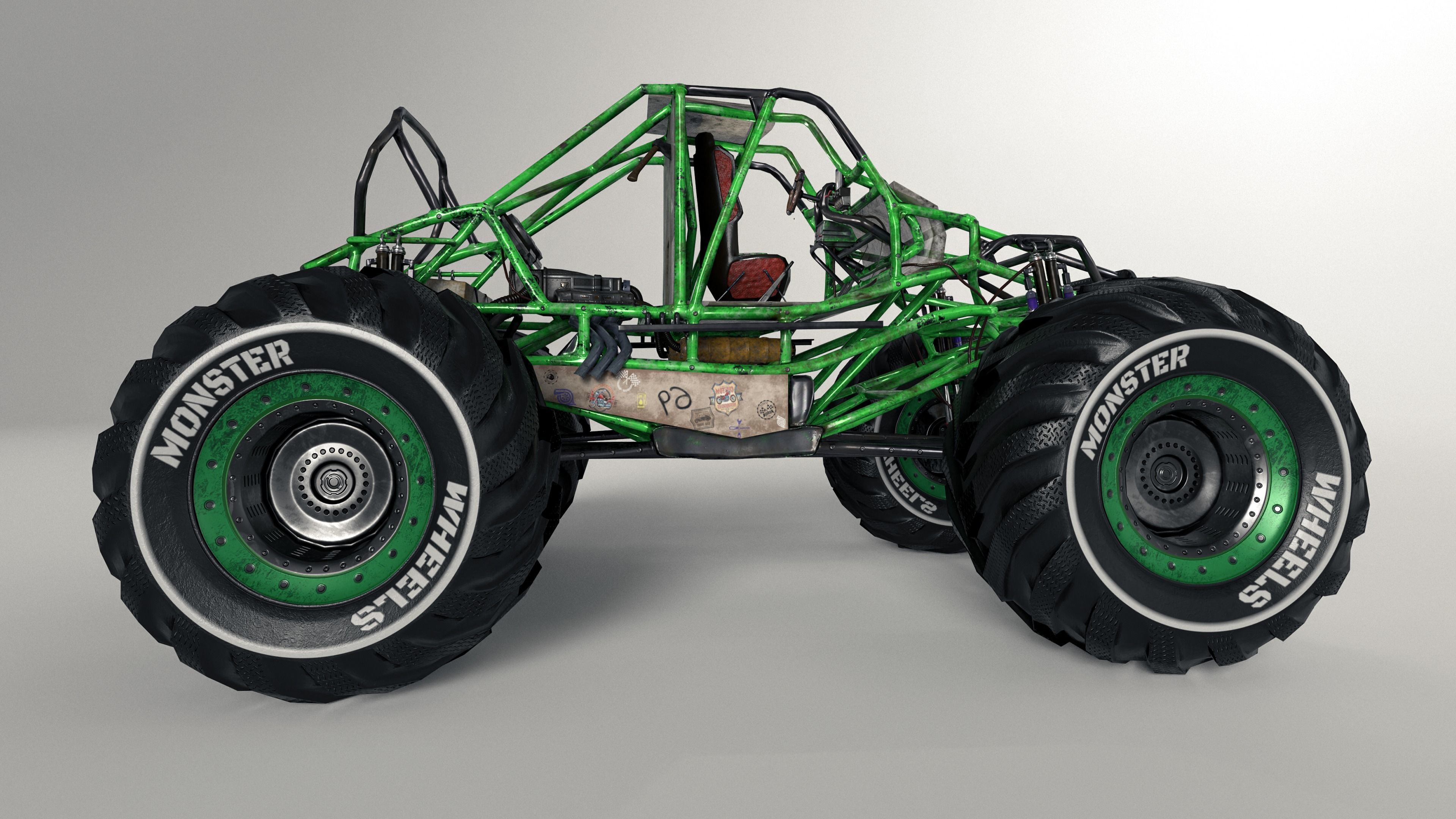Monster Truck version 2 Low-poly 3D model_9
