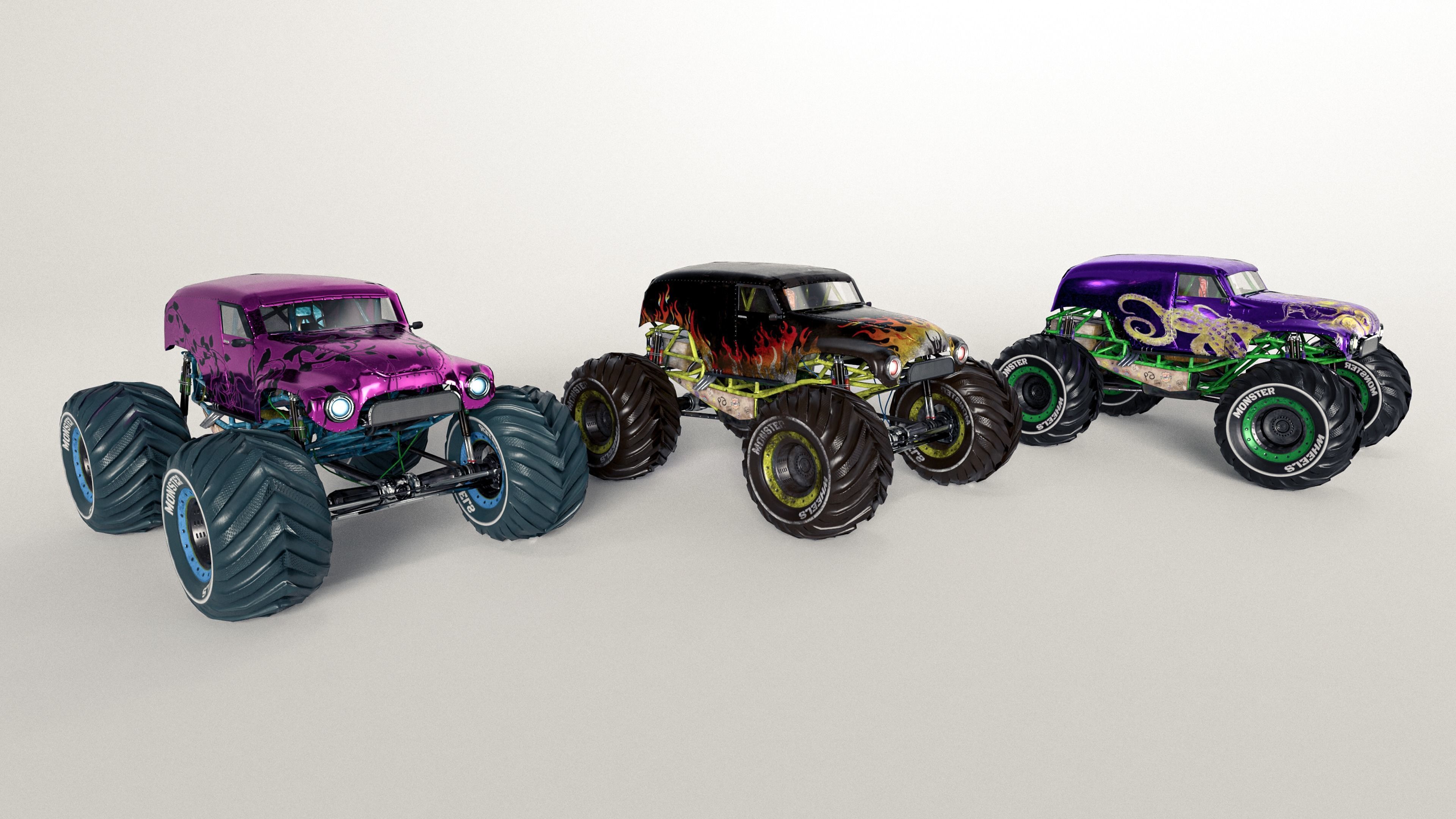Monster Truck version 2 Low-poly 3D model_14