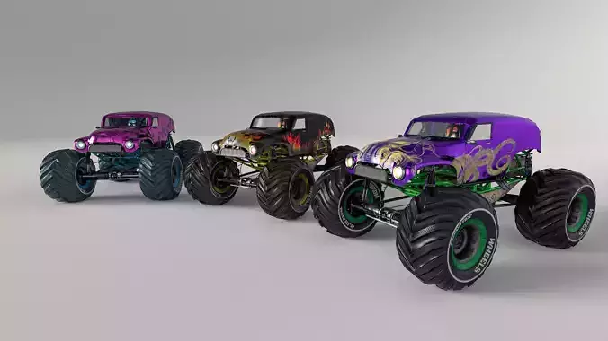 Monster Truck version 2 Low-poly 3D model