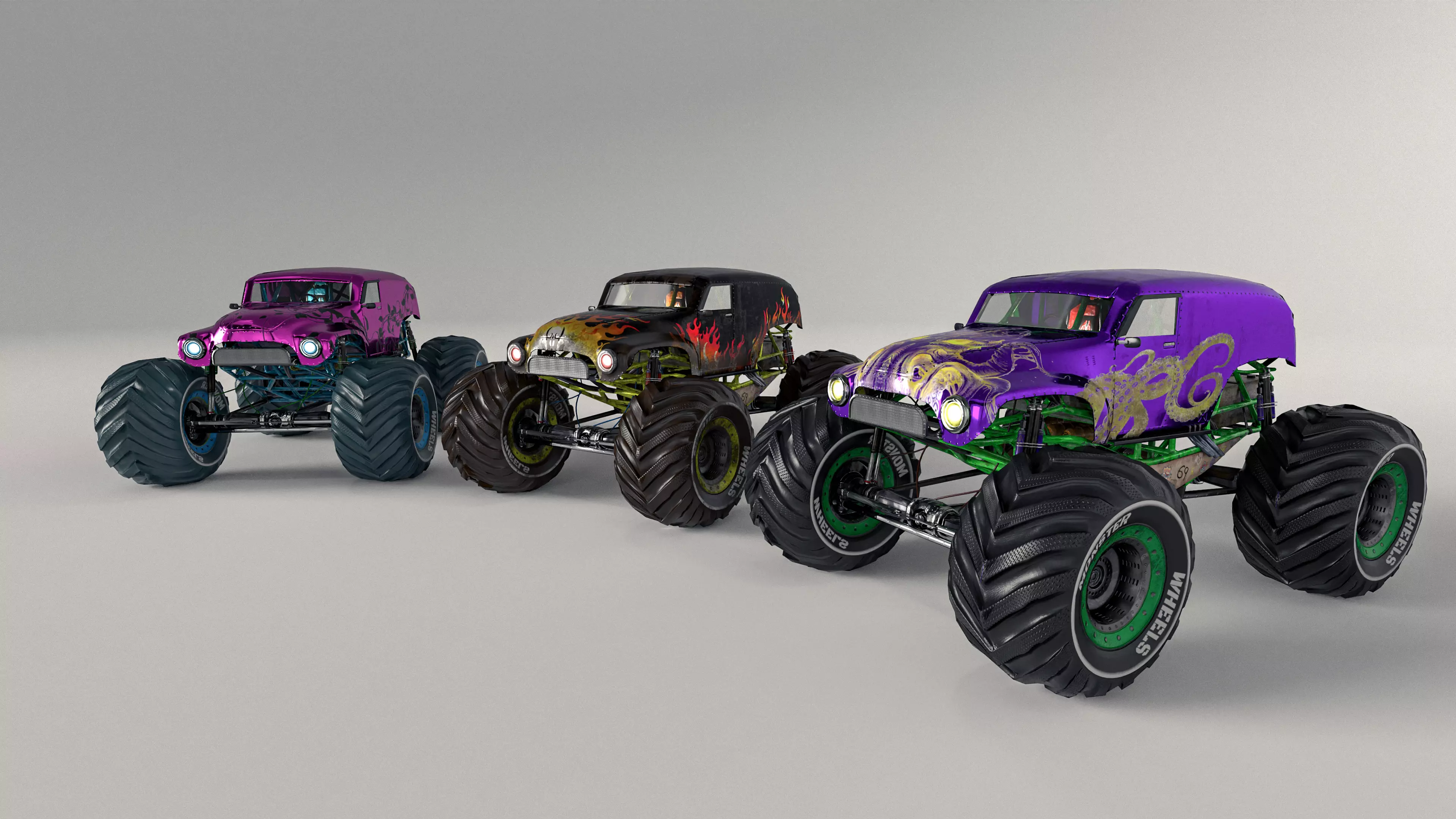 Monster Truck version 2 Low-poly 3D model_0