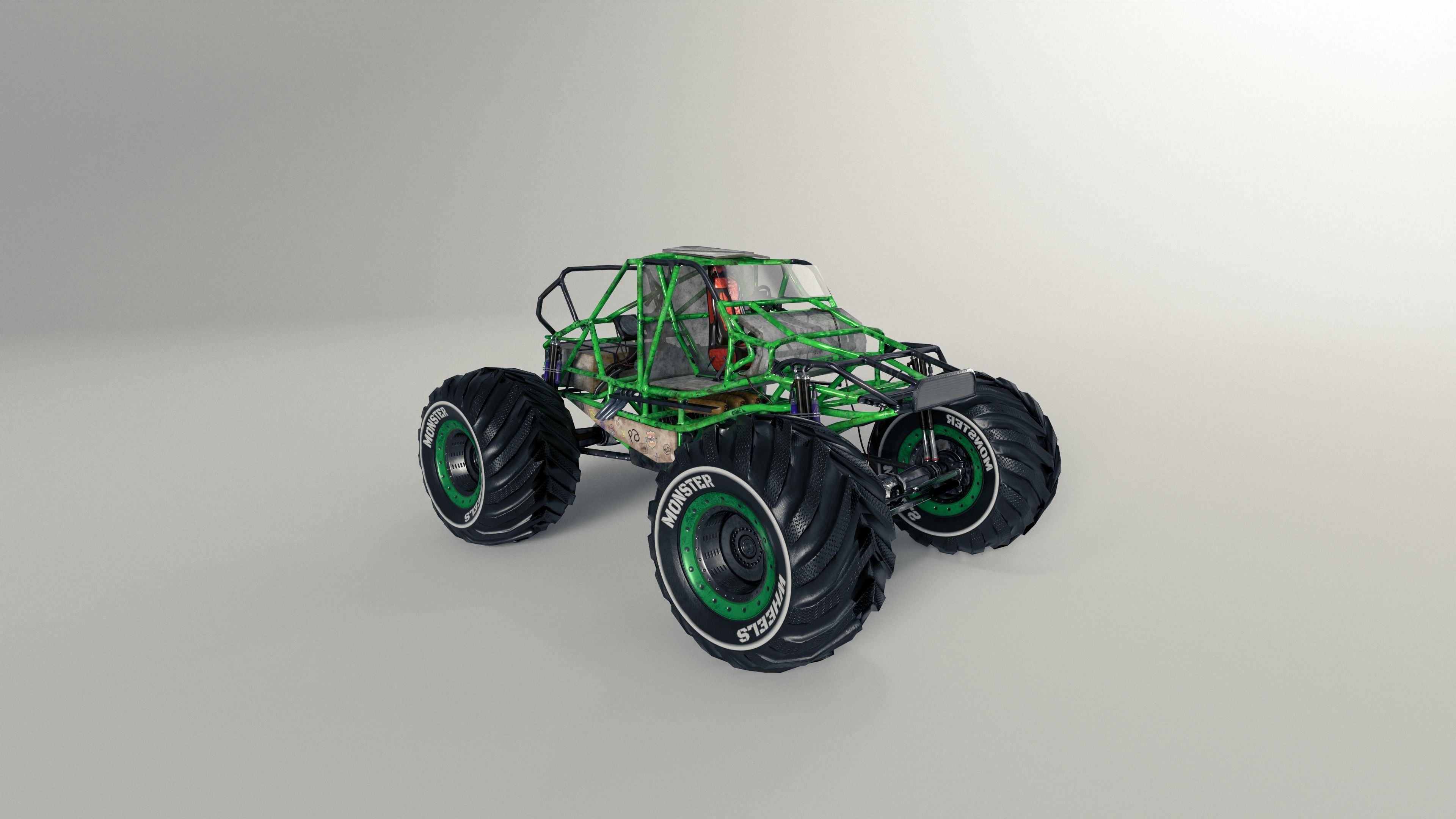Monster Truck version 2 Low-poly 3D model_11