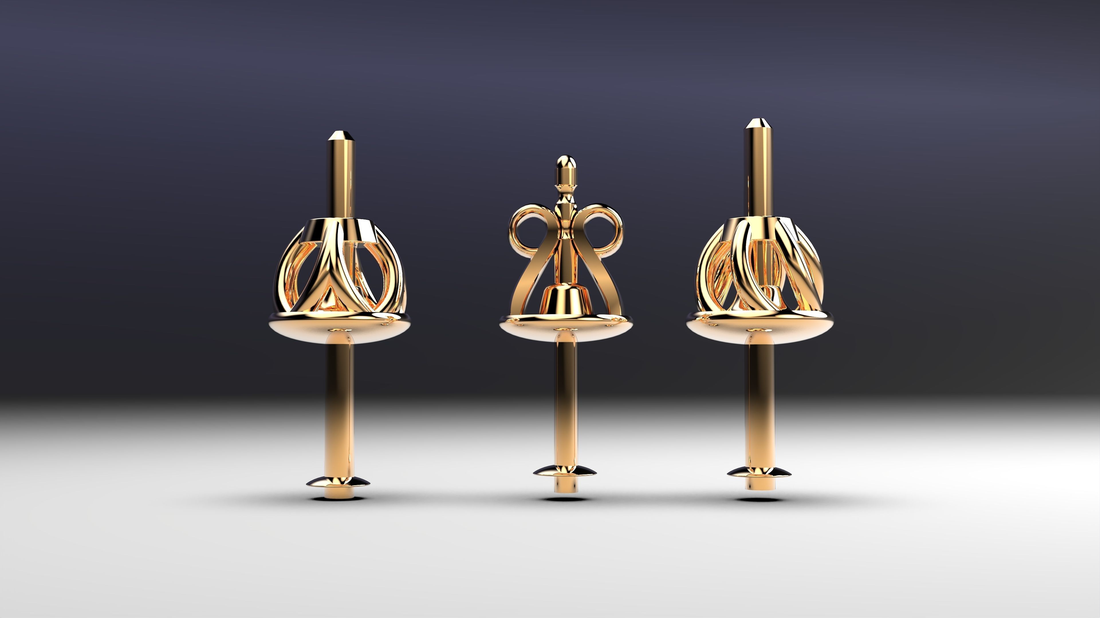 Eternity earrings plus 3 stud lock types 3D print model_3