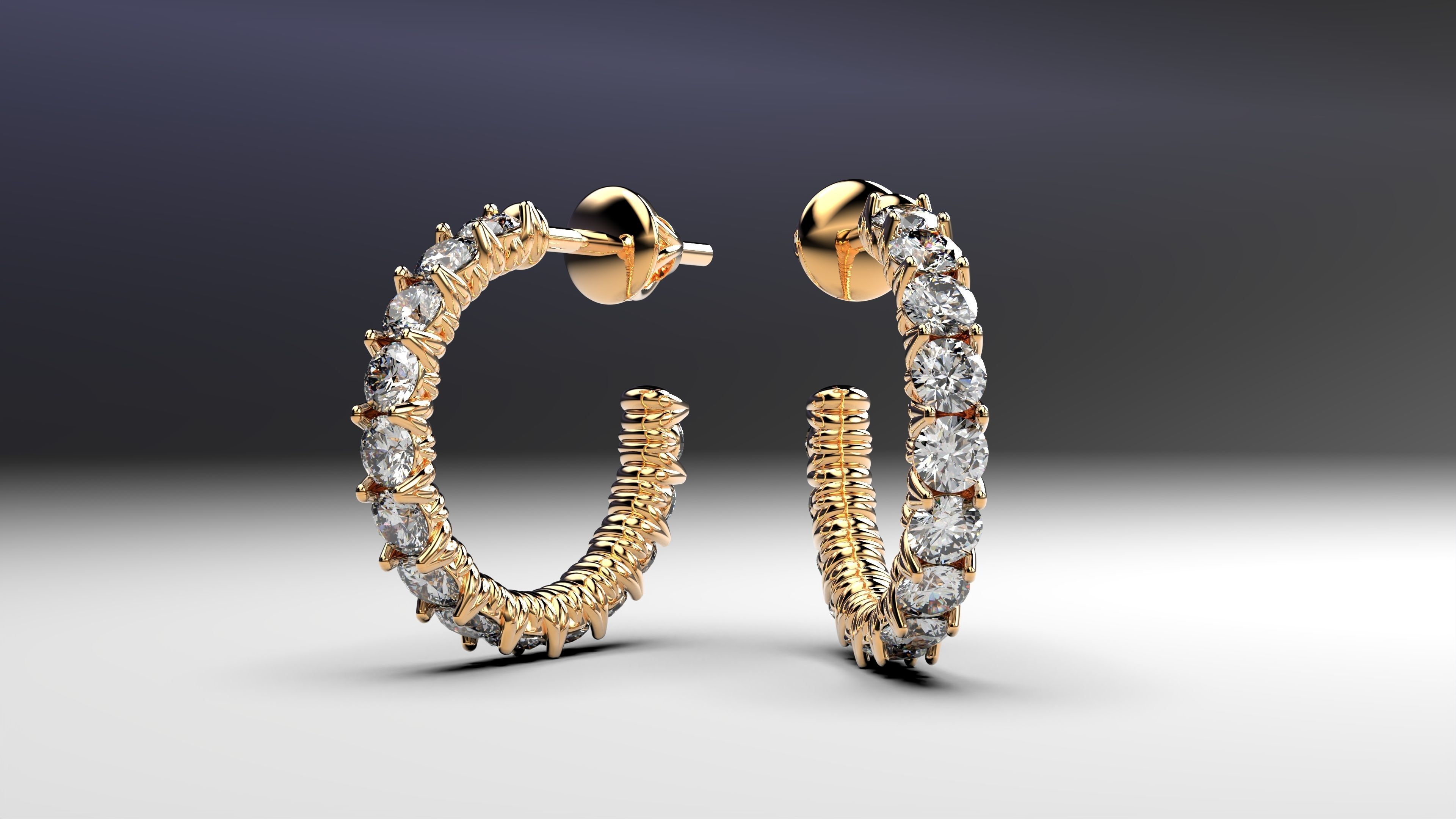 Eternity earrings plus 3 stud lock types 3D print model_9