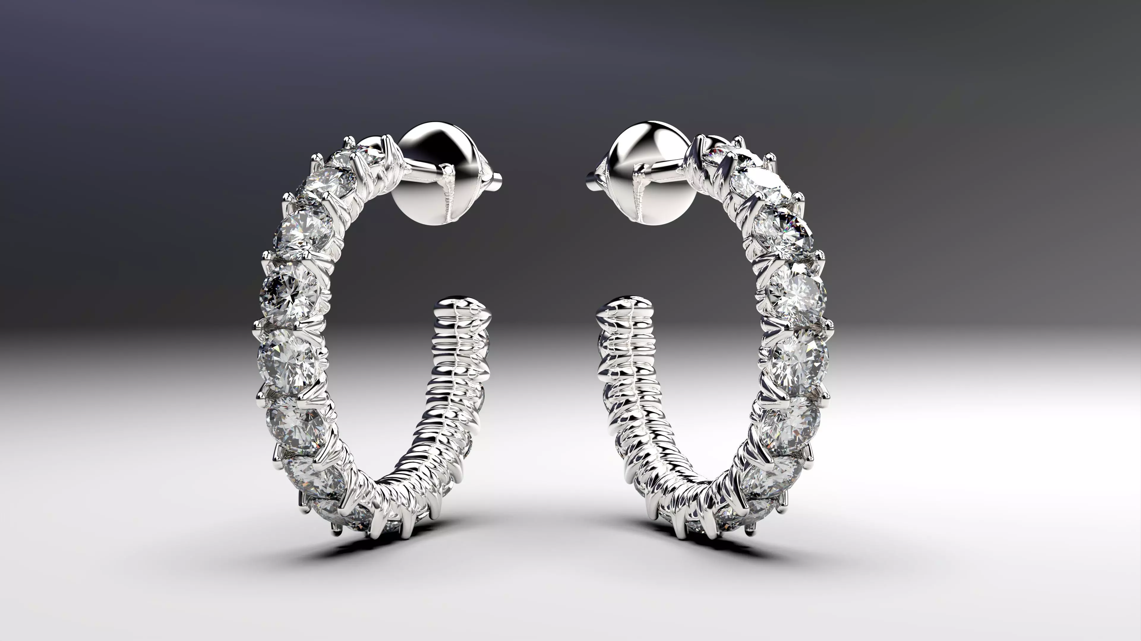 Eternity earrings plus 3 stud lock types 3D print model_0