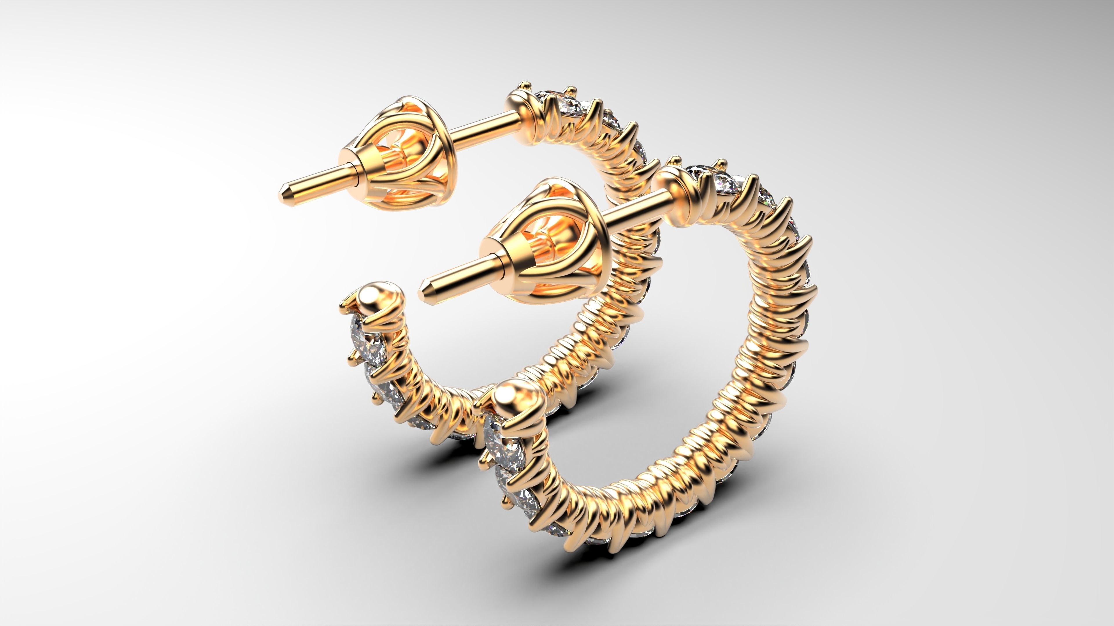 Eternity earrings plus 3 stud lock types 3D print model_5