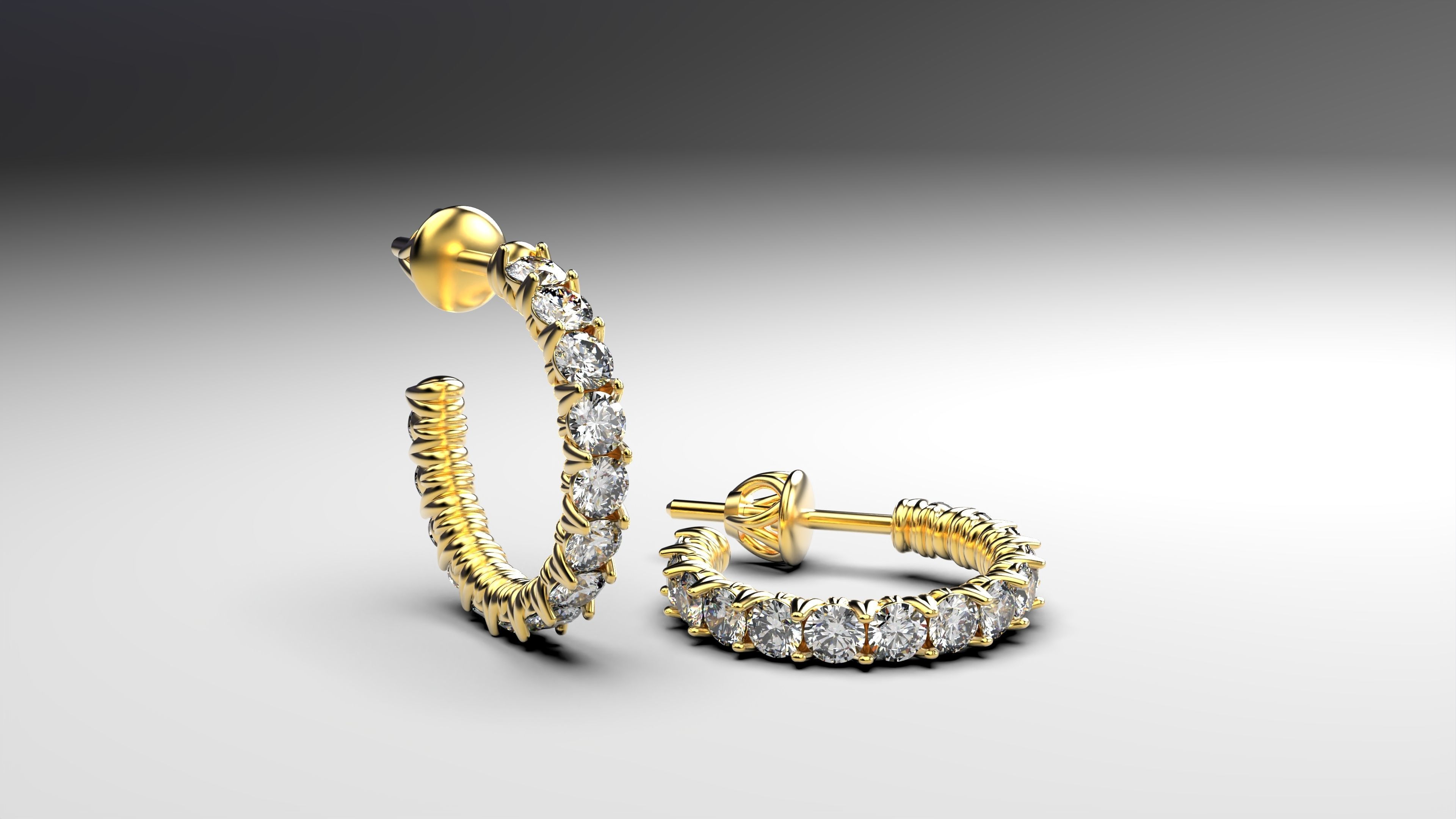 Eternity earrings plus 3 stud lock types 3D print model_11