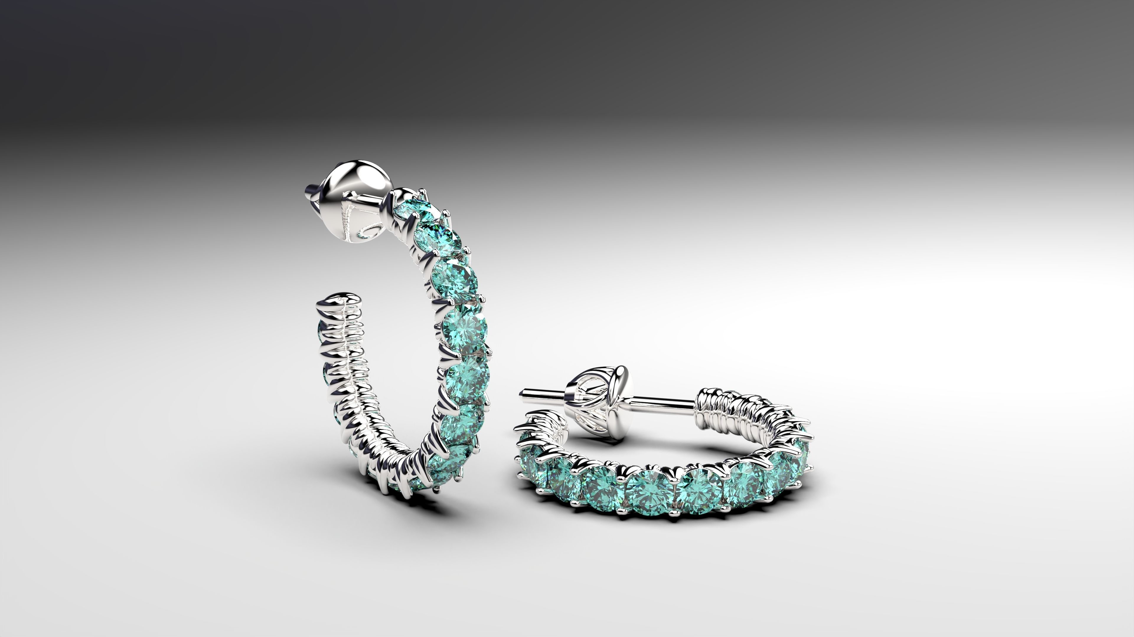 Eternity earrings plus 3 stud lock types 3D print model_12