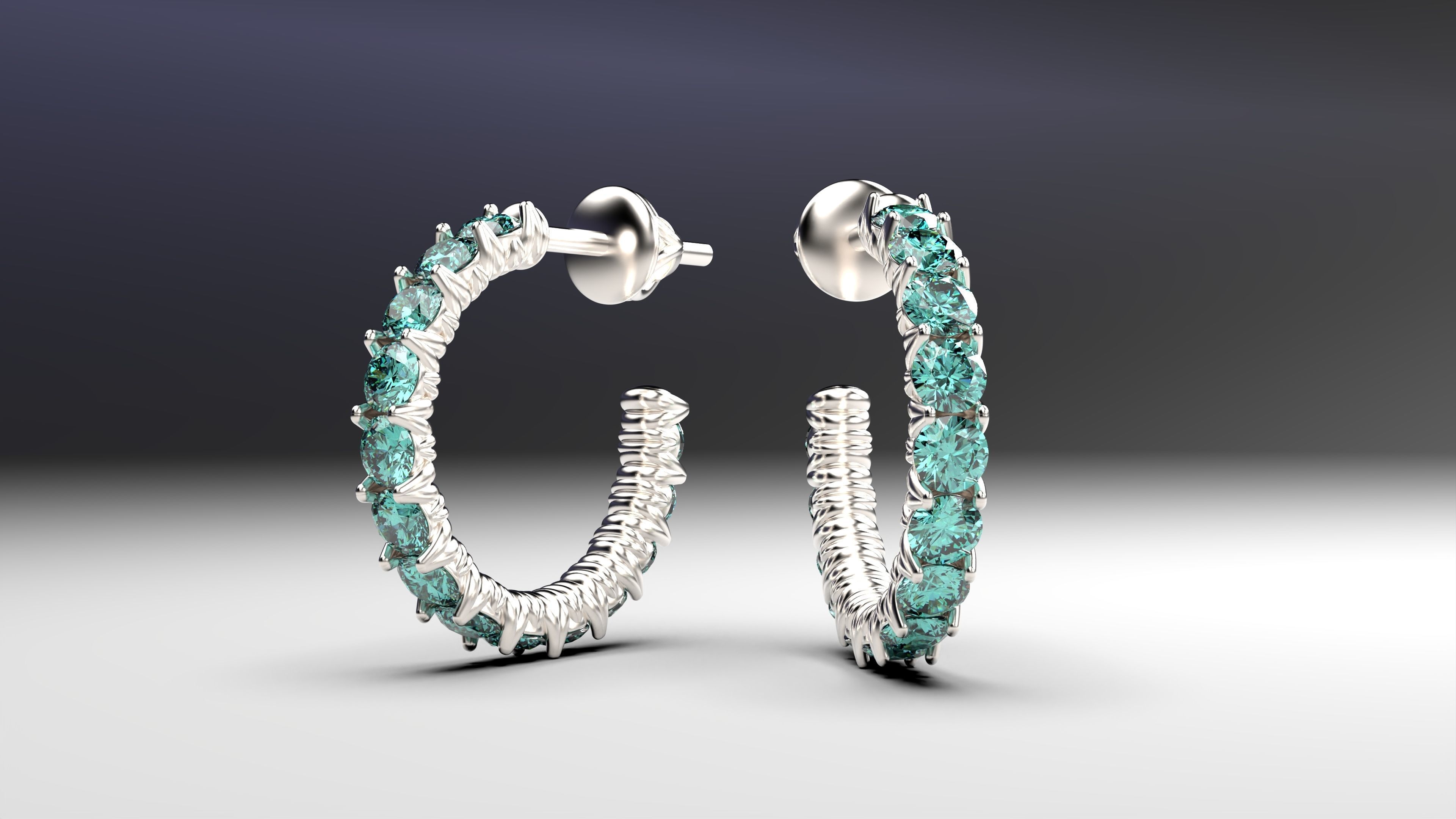 Eternity earrings plus 3 stud lock types 3D print model_4