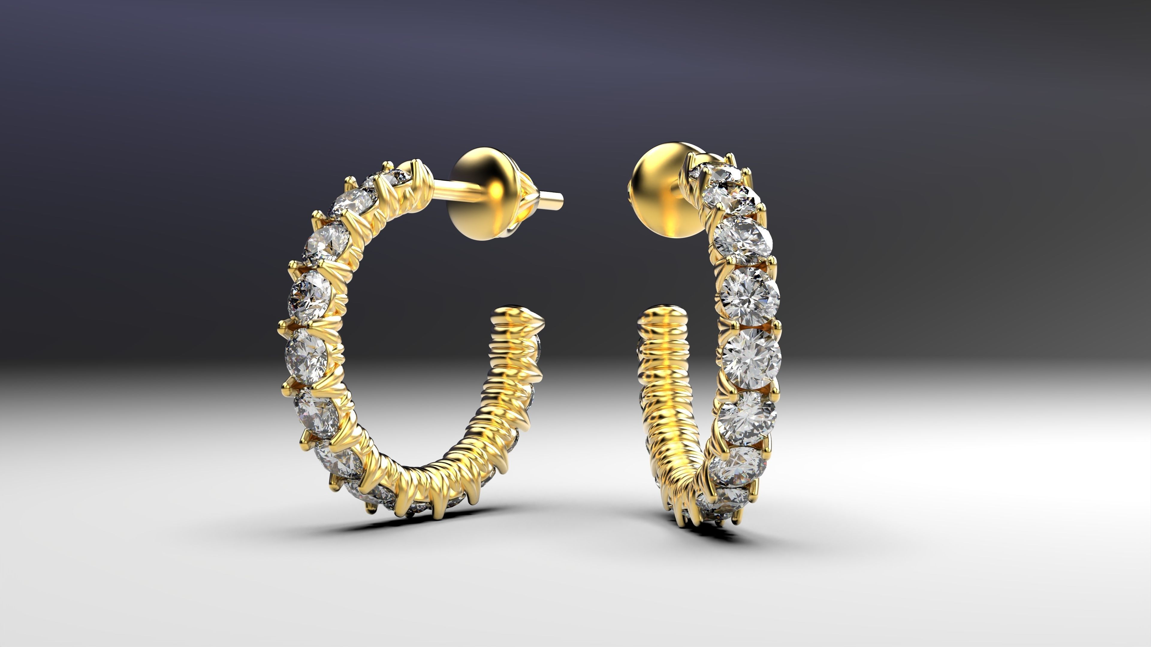 Eternity earrings plus 3 stud lock types 3D print model_6