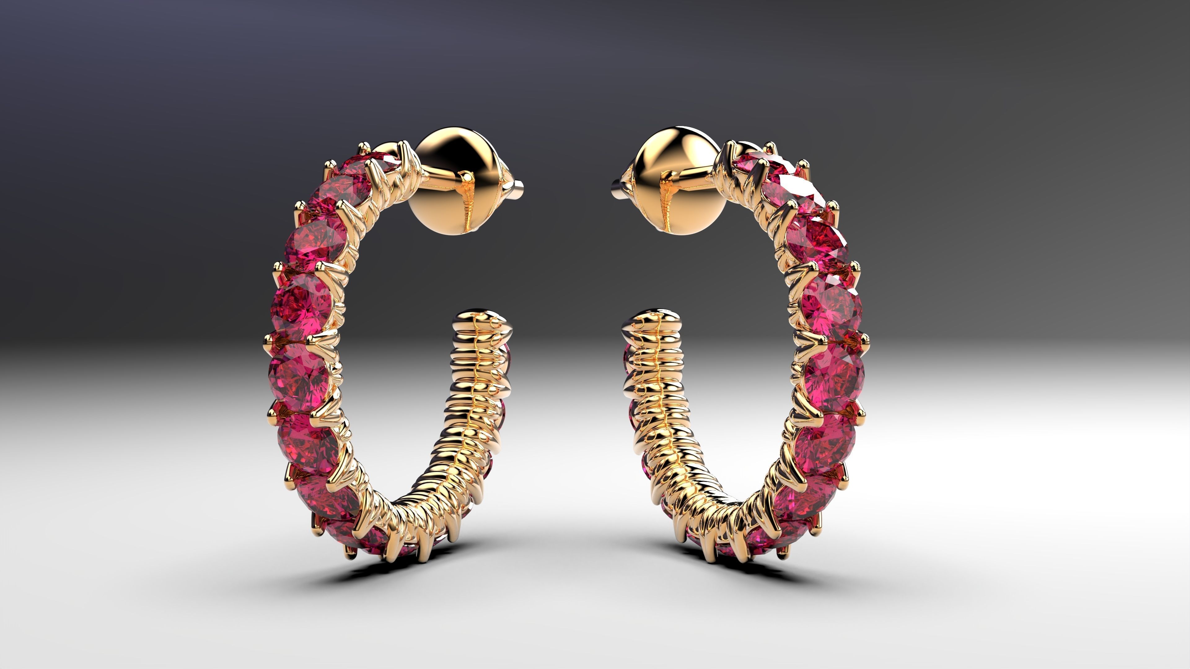 Eternity earrings plus 3 stud lock types 3D print model_8