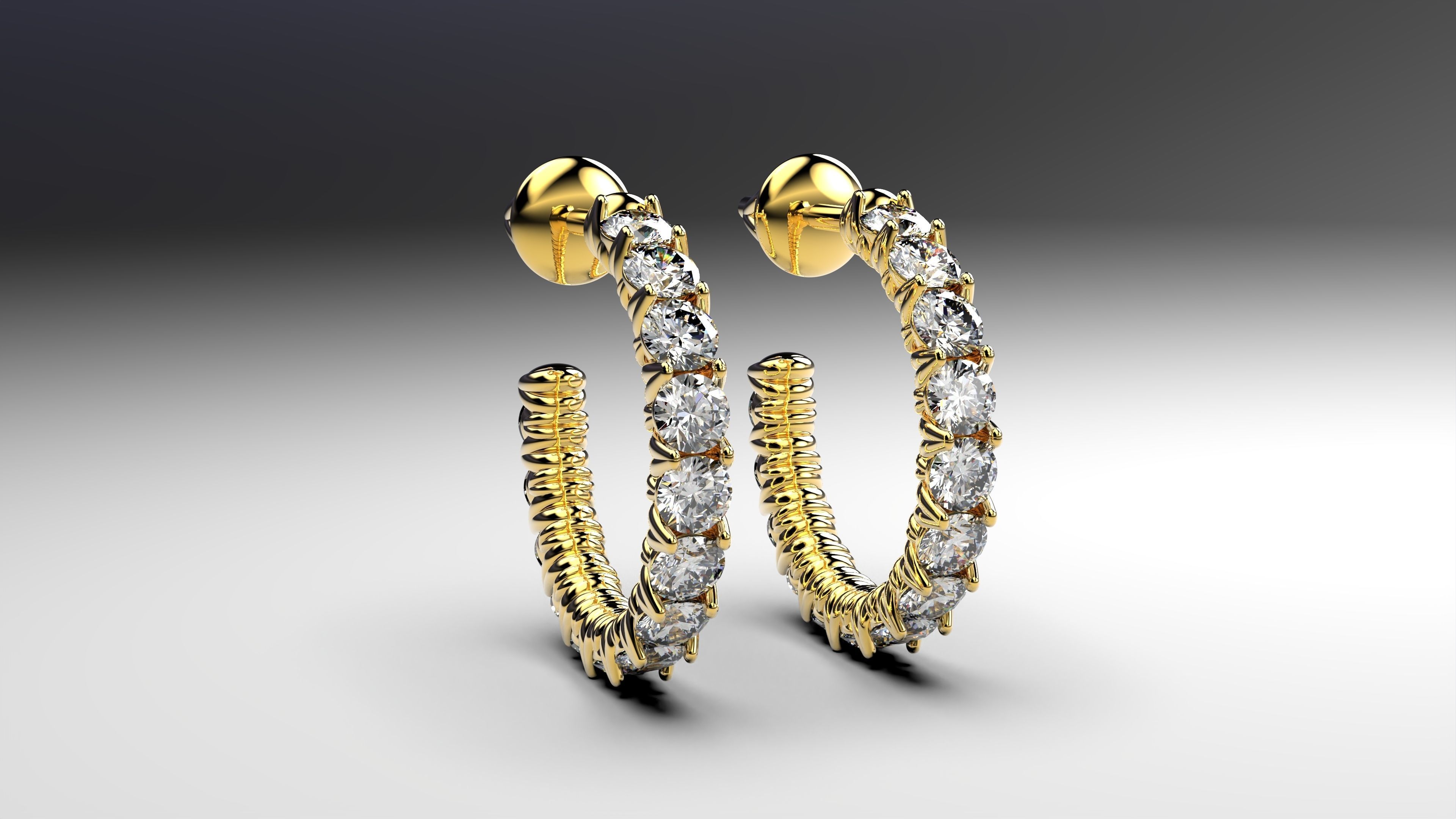 Eternity earrings plus 3 stud lock types 3D print model_13