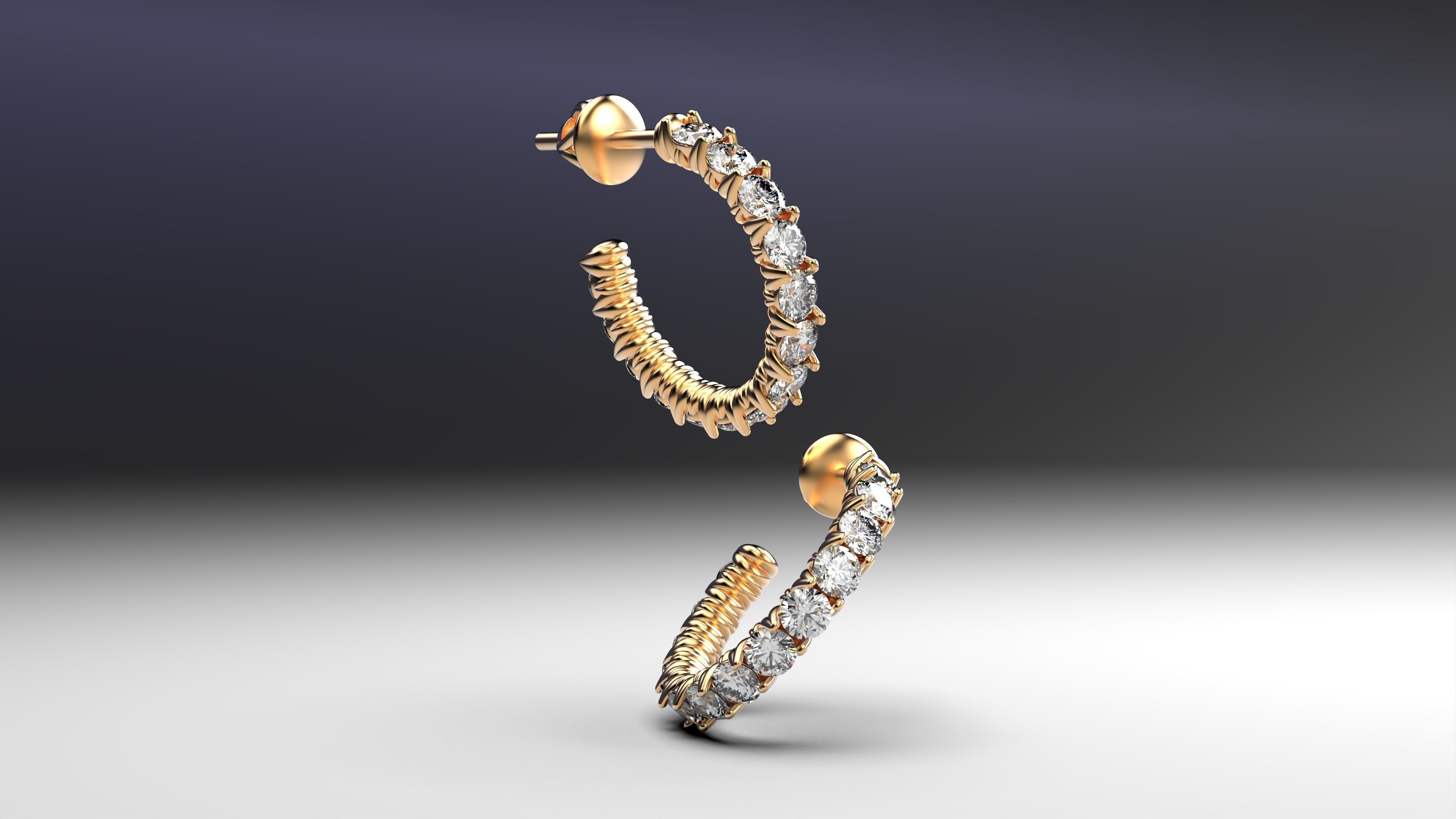 Eternity earrings plus 3 stud lock types 3D print model_7