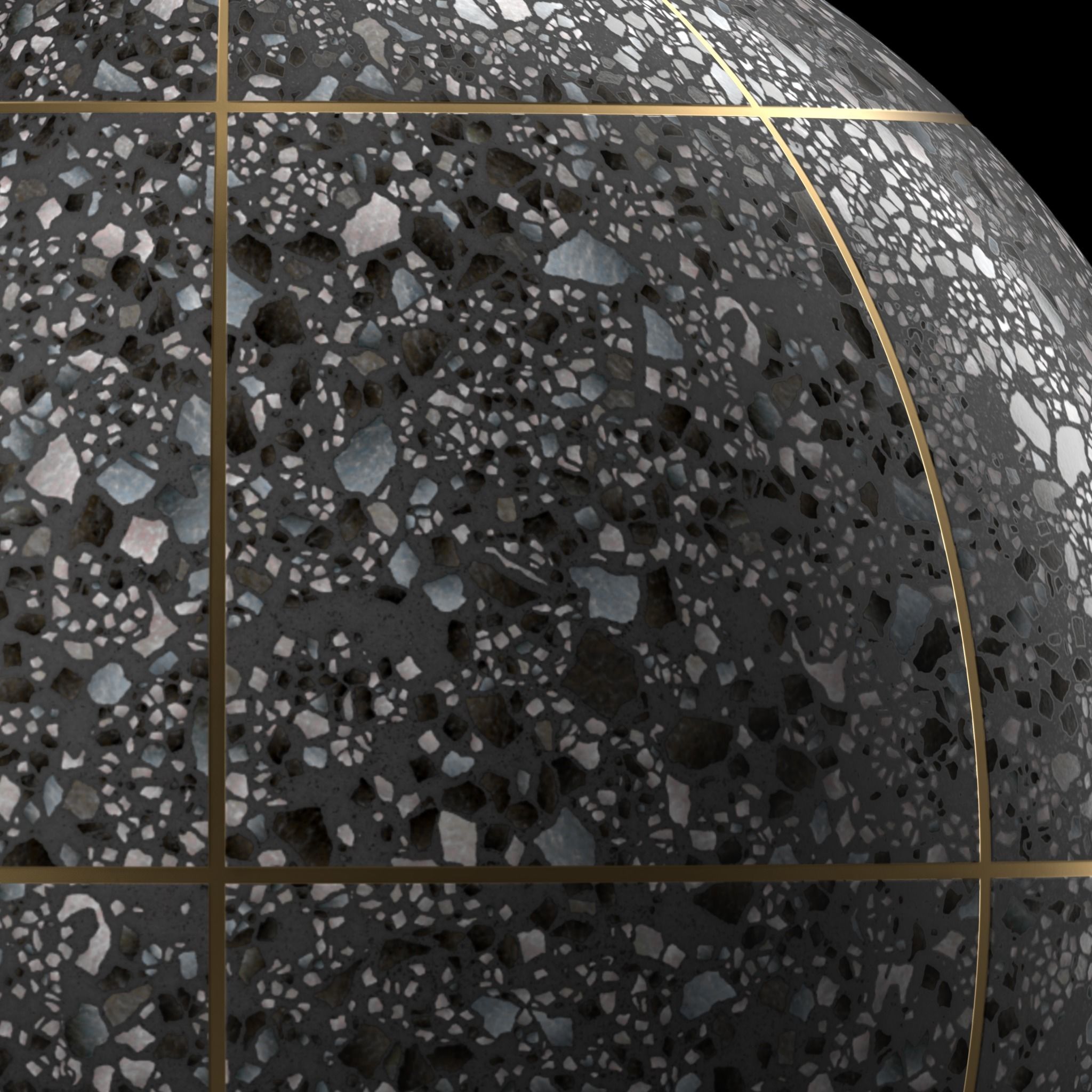 Terrazzo Materials 9- Tiling By Metal Gaps Pbr 4k Seamless Texture_2
