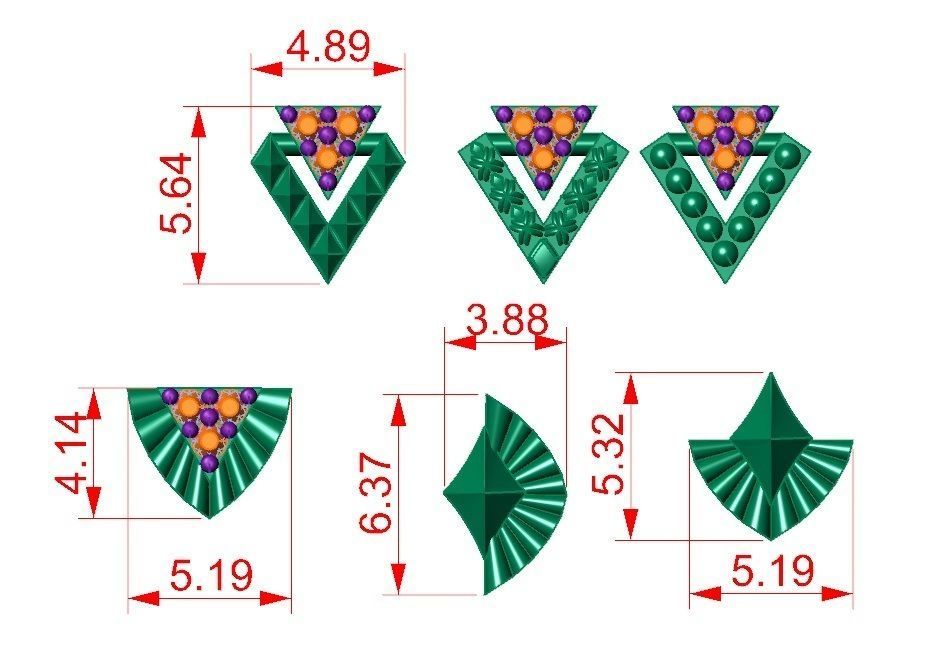Piercing Diamond Setting 6 Pieces 3D print model_1