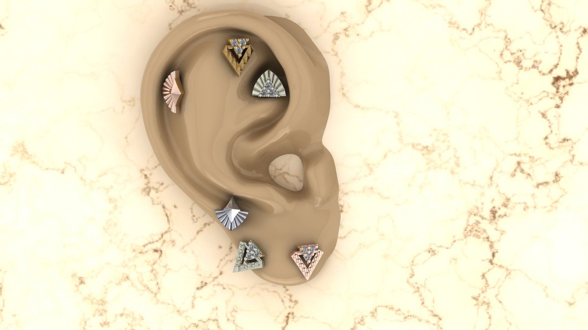 Piercing Diamond Setting 6 Pieces 3D print model_7