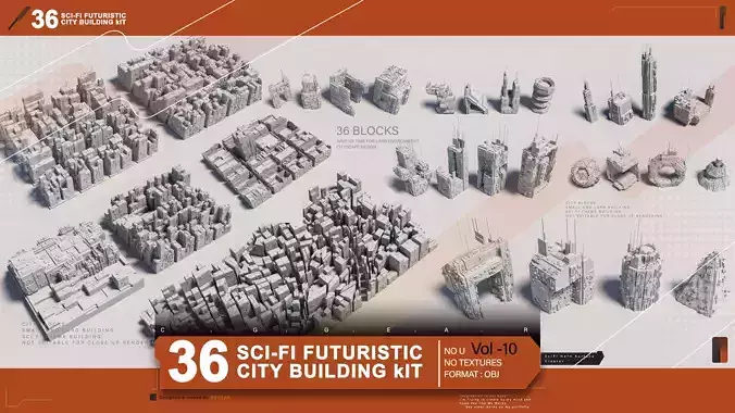 36 SCI-FI BUILDINGS CITY KIT vol 10 3D model 36 SCI-FI BUILDINGS CITY KIT vol 10 3D model